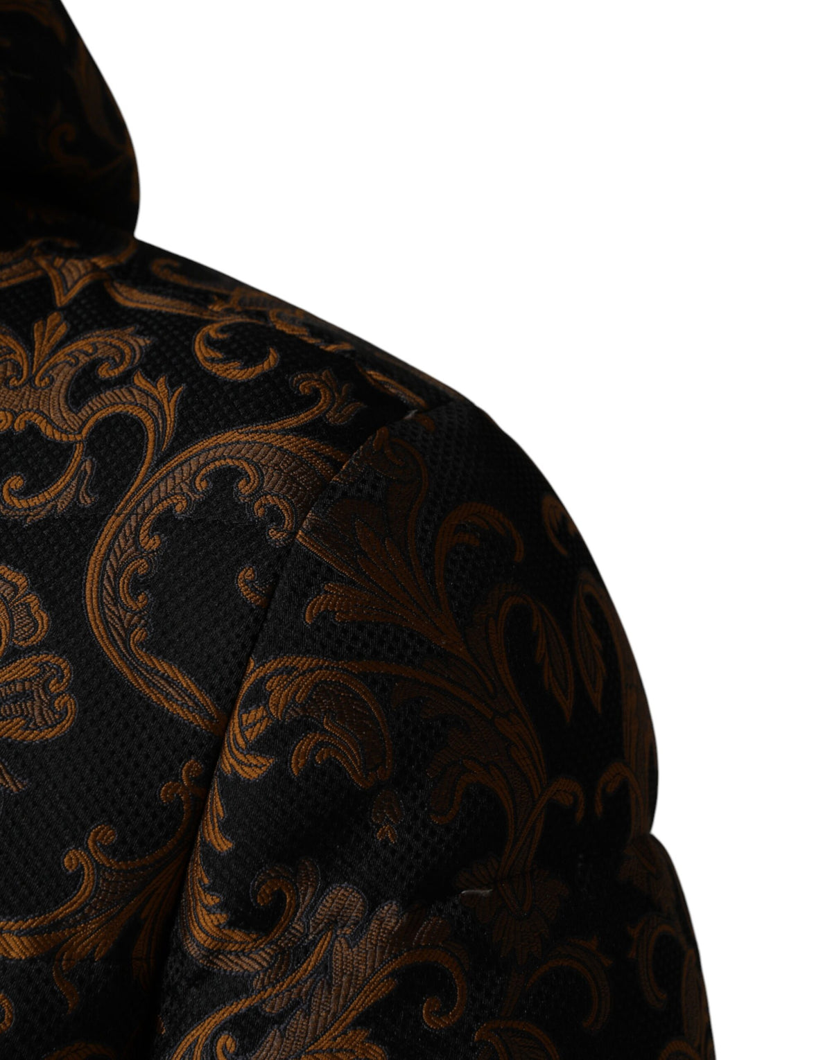 Dolce & Gabbana Black Floral Jacquard Quilted Hooded Men's Jacket