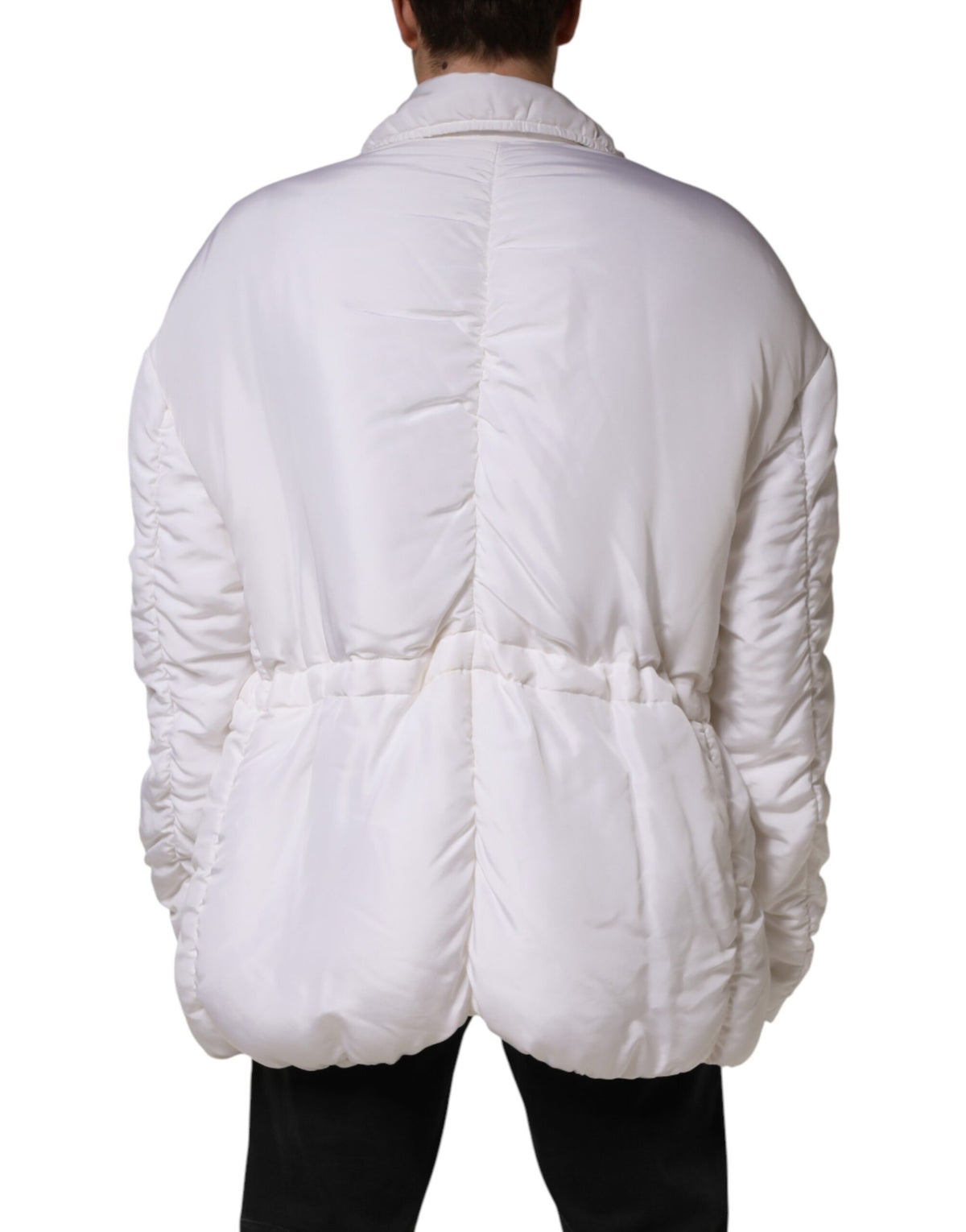 Dolce & Gabbana White Silk Padded Parka Men Coat Men's Jacket (Pre-Owned)