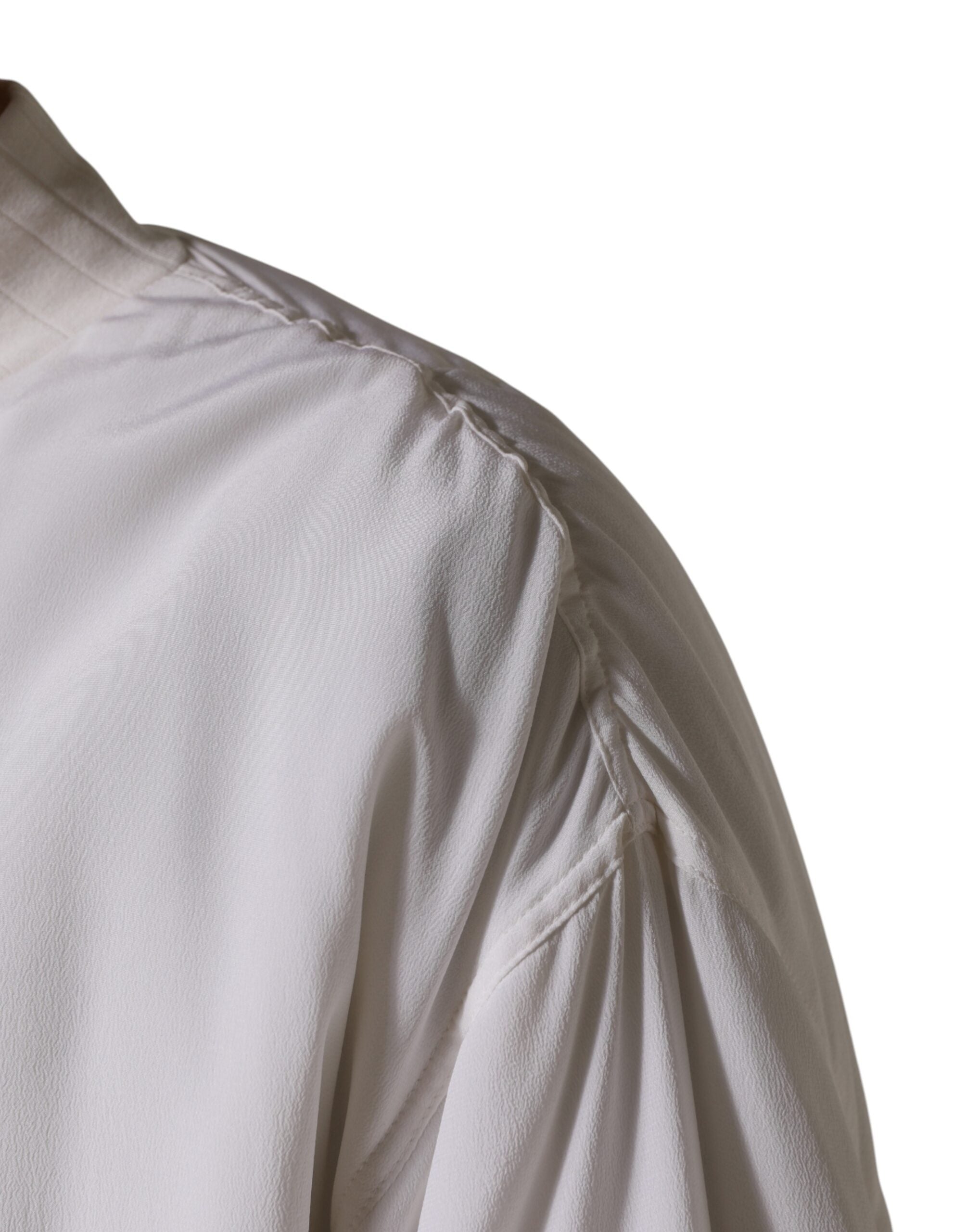 Dolce & Gabbana White Silk Full Zip Bomber Blouson Men's Jacket (Pre-Owned)