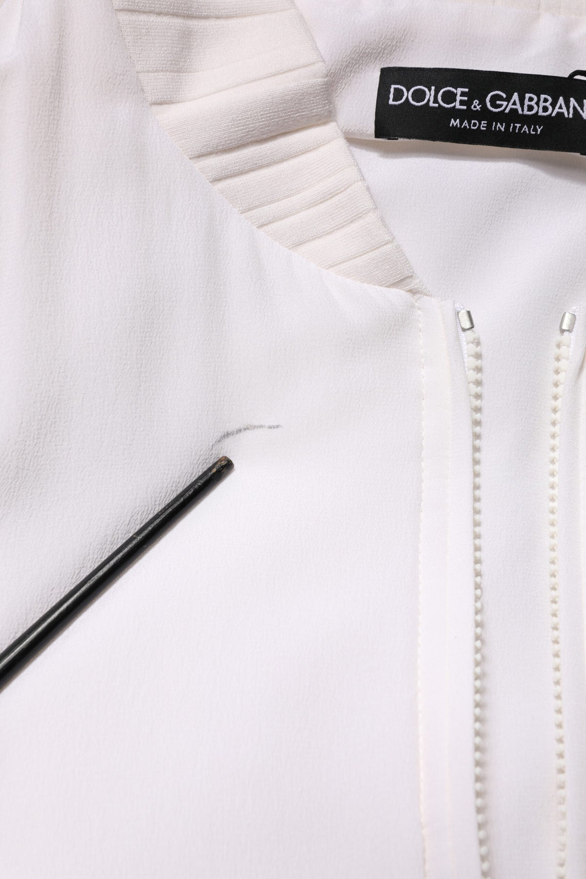 Dolce & Gabbana White Silk Full Zip Bomber Blouson Men's Jacket (Pre-Owned)