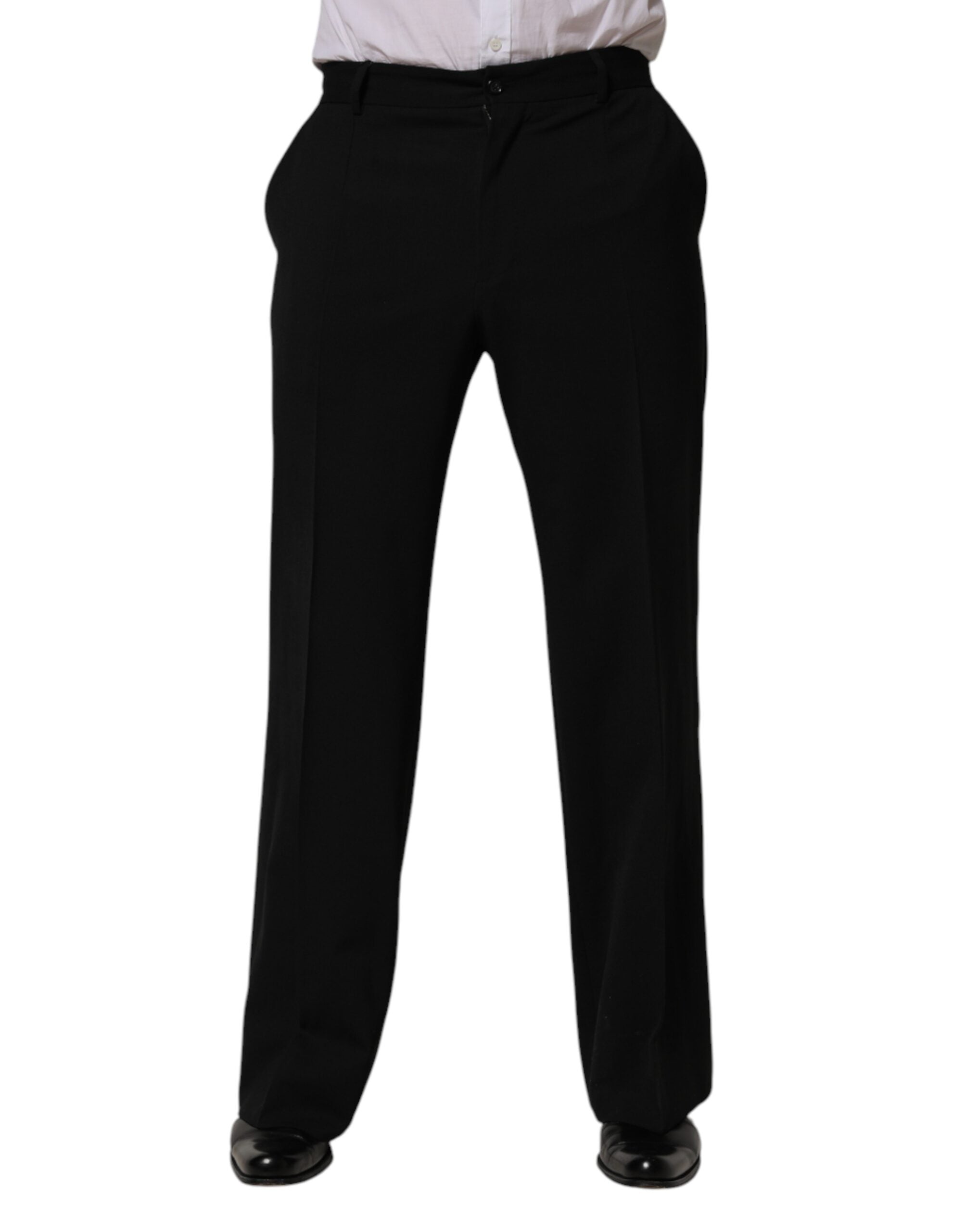 Dolce & Gabbana Black Wool Straight Men Dress Trouser Men's Pants (Pre-Owned)