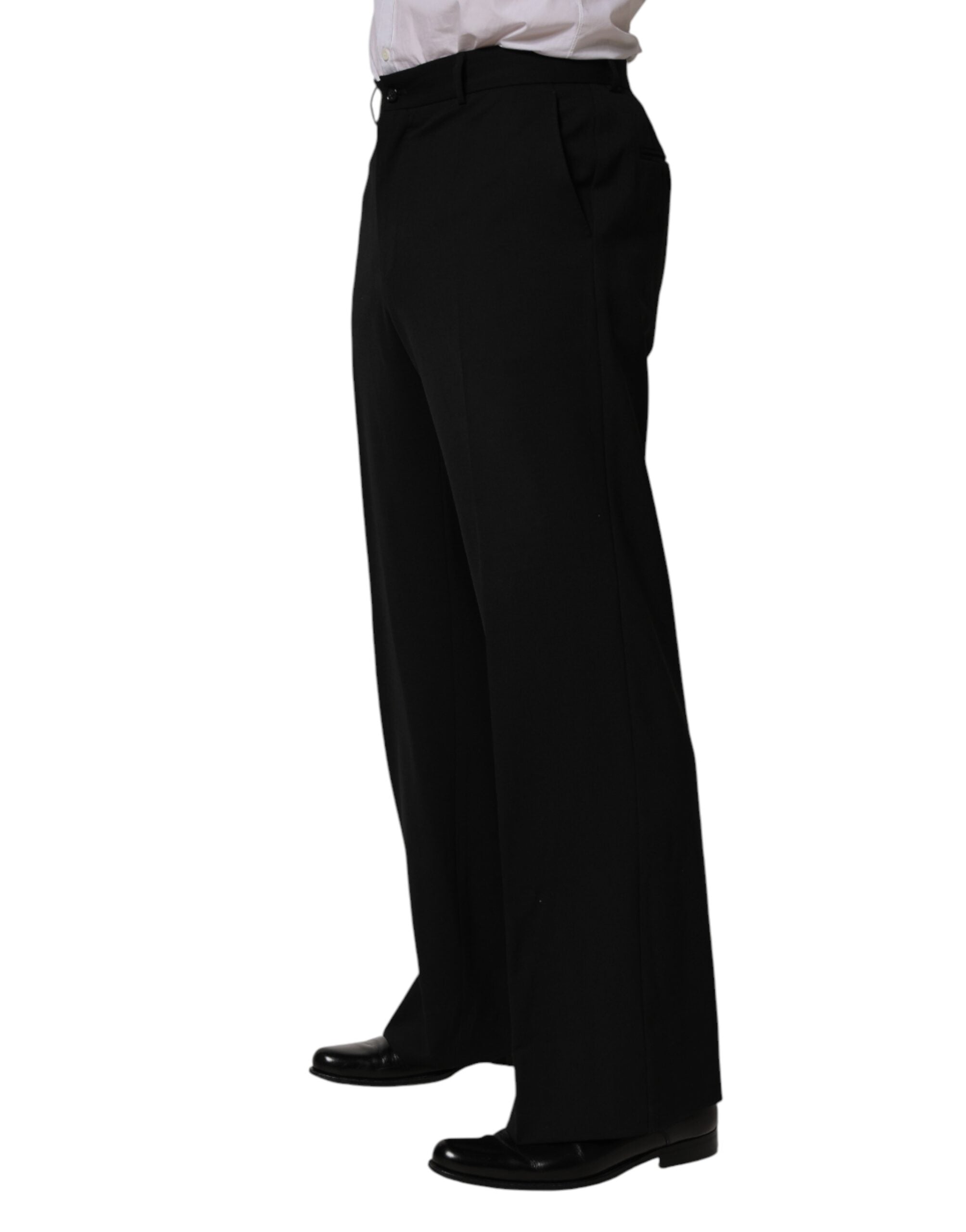 Dolce & Gabbana Black Wool Straight Men Dress Trouser Men's Pants (Pre-Owned)