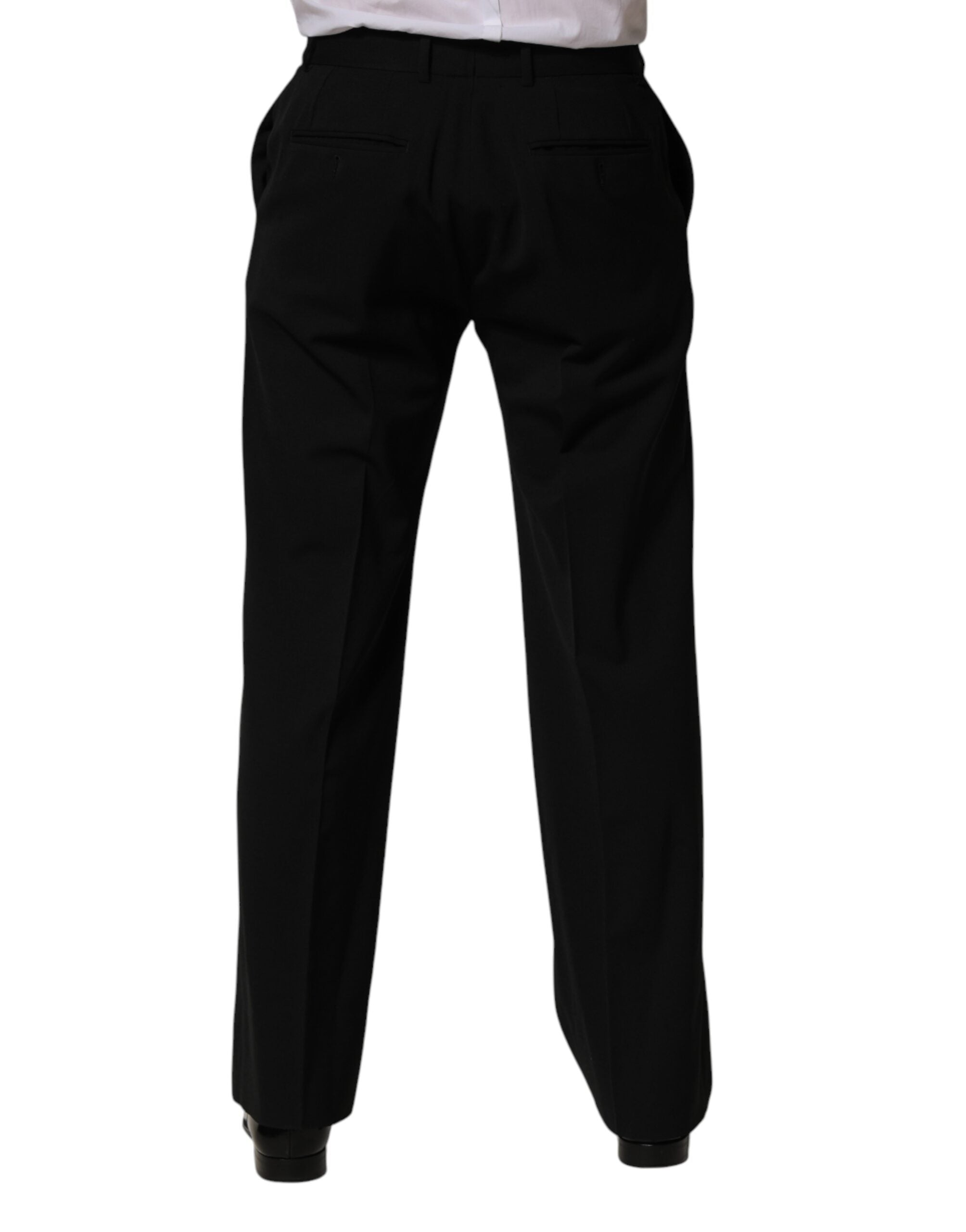 Dolce & Gabbana Black Wool Straight Men Dress Trouser Men's Pants (Pre-Owned)