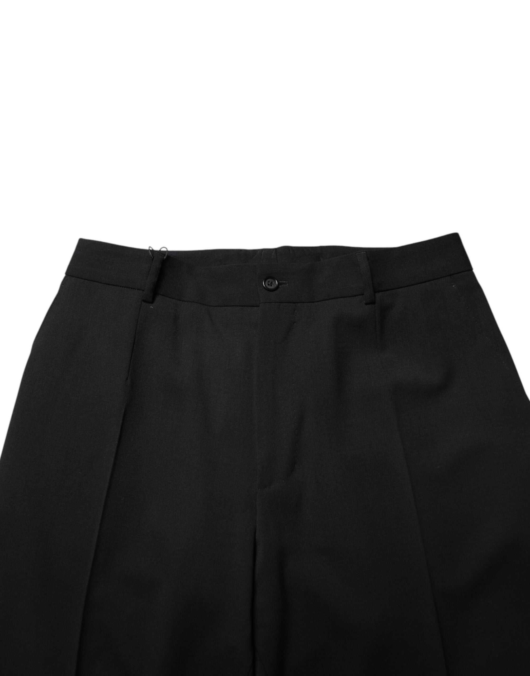 Dolce & Gabbana Black Wool Straight Men Dress Trouser Men's Pants (Pre-Owned)