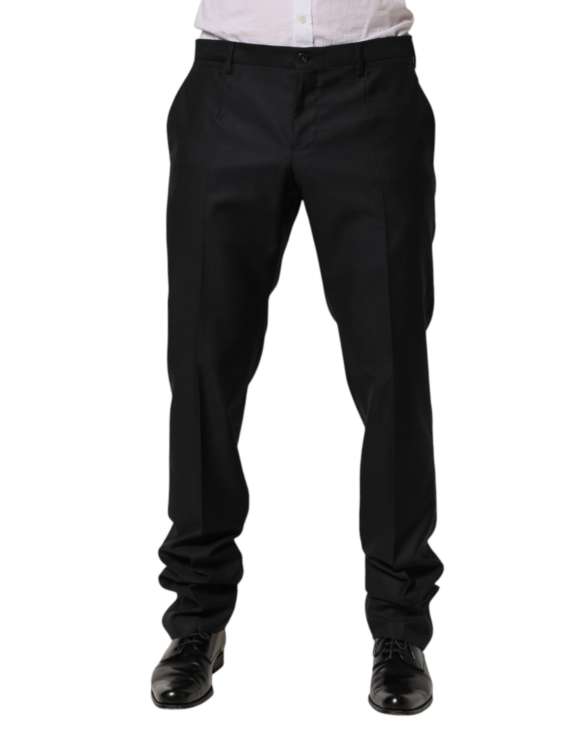 Dolce & Gabbana Black Wool Skinny Dress Formal Trouser Men's Pants (Pre-Owned)
