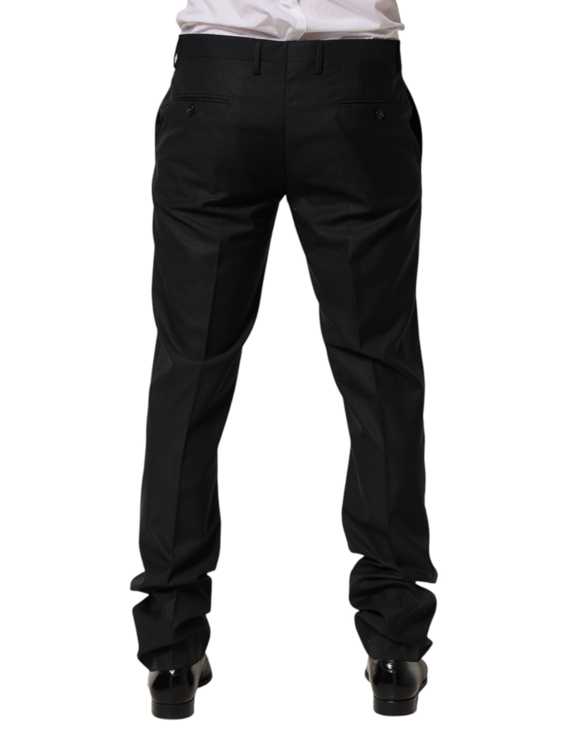 Dolce & Gabbana Black Wool Skinny Dress Formal Trouser Men's Pants (Pre-Owned)