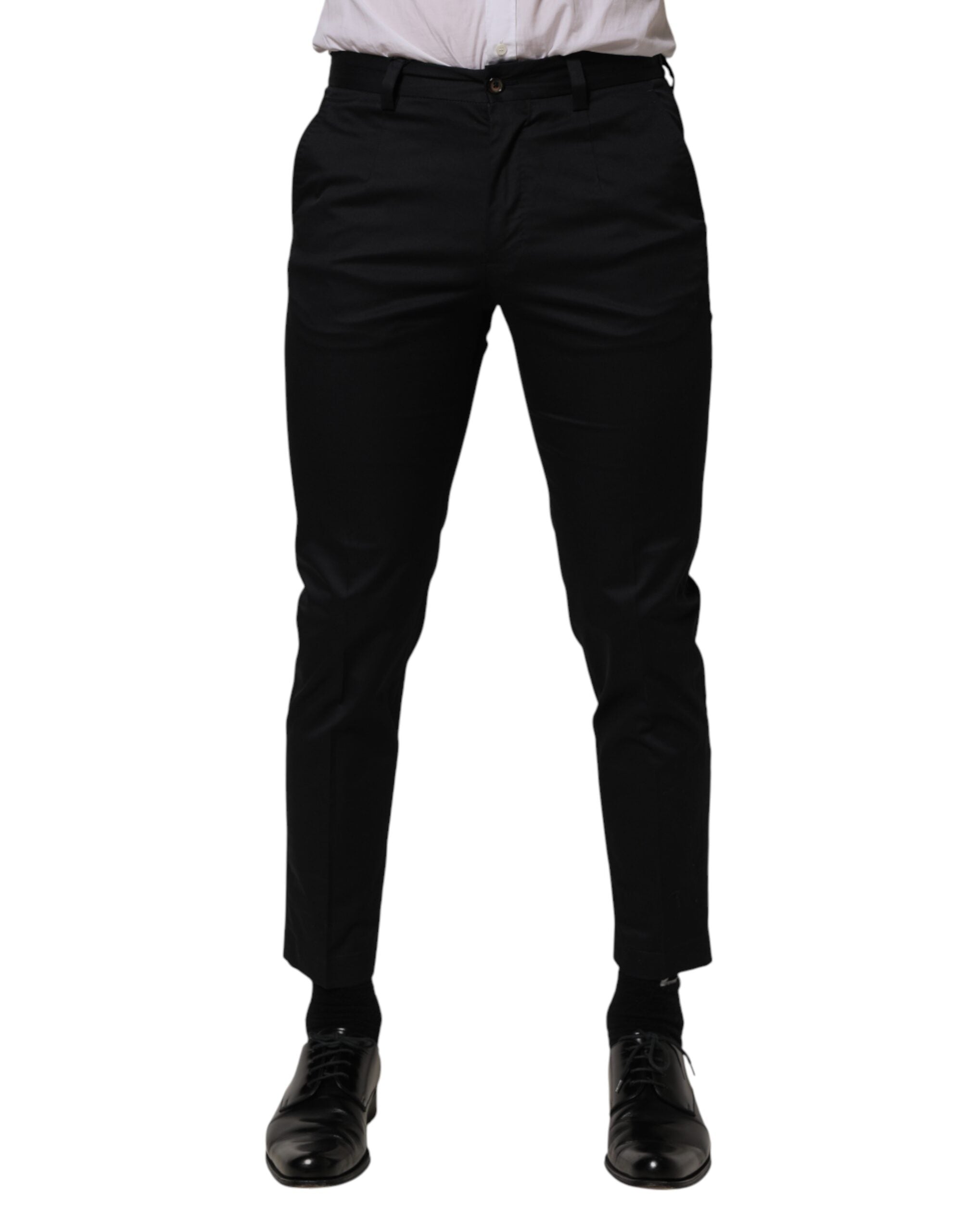 Dolce & Gabbana Dark Blue Cotton Skinny Dress Trouser Men's Pants