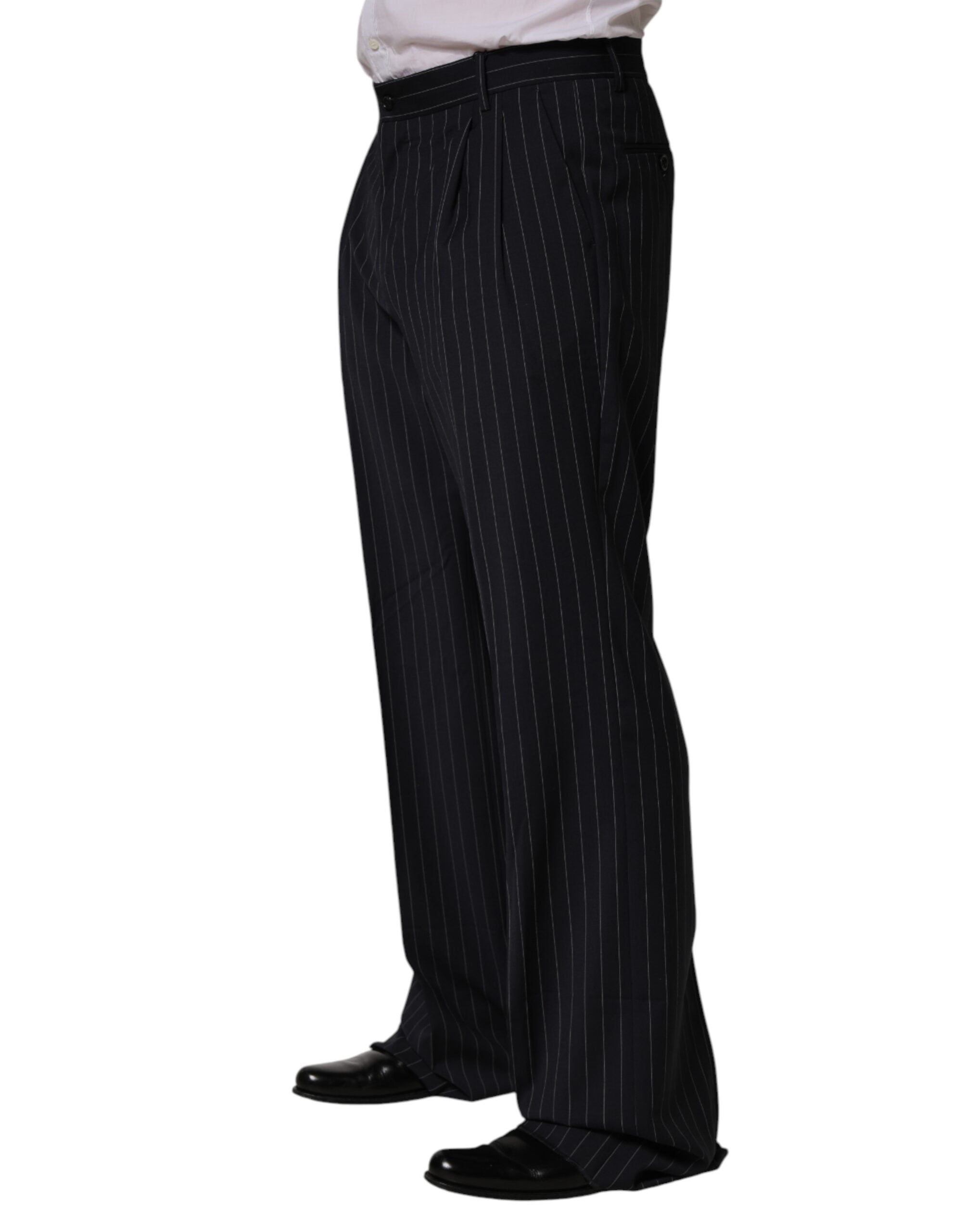 Dolce & Gabbana Black Stripe Straight Men Dress Trouser Men's Pants
