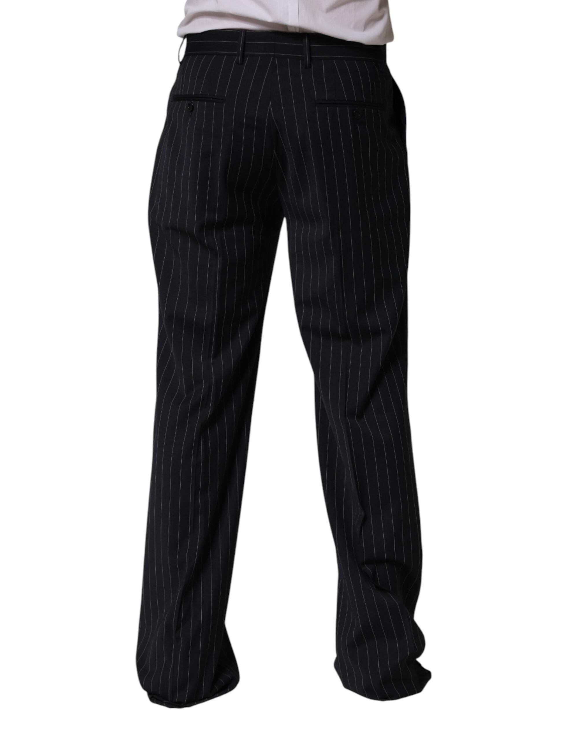 Dolce & Gabbana Black Stripe Straight Men Dress Trouser Men's Pants