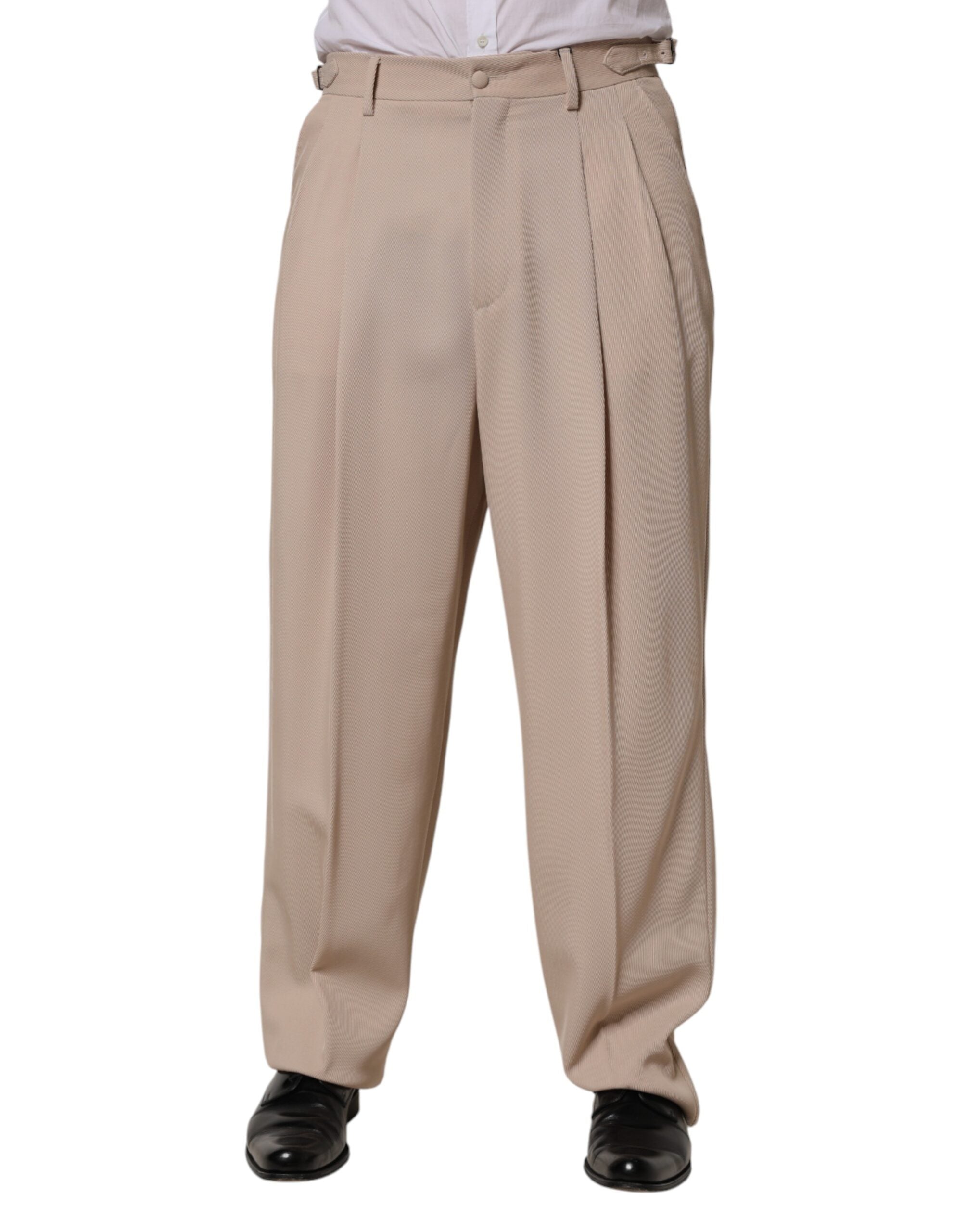 Dolce & Gabbana Beige Stretch Straight Men Dress Trouser Men's Pants (Pre-Owned)