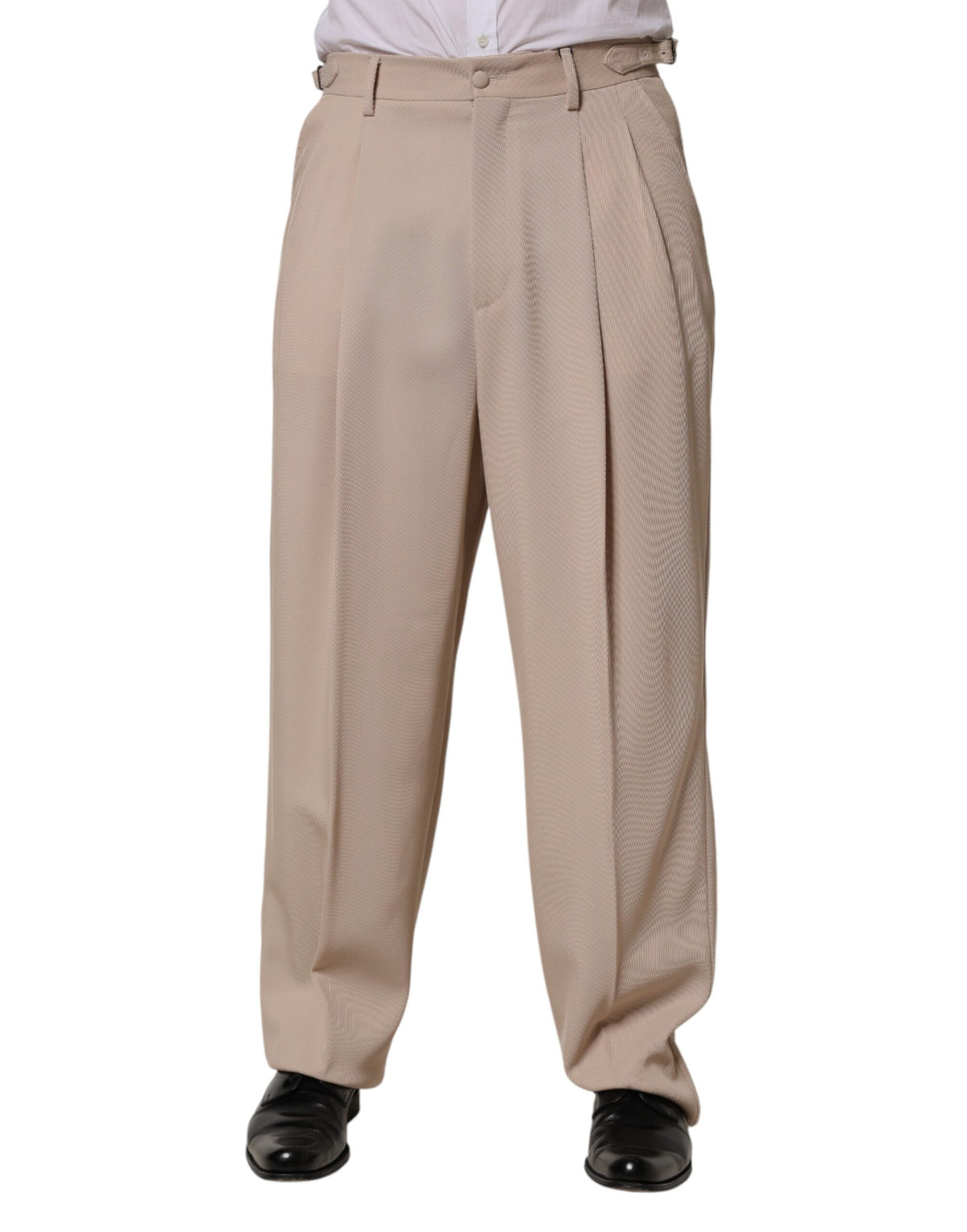 Dolce & Gabbana Beige Stretch Straight Men Dress Trouser Men's Pants (Pre-Owned)