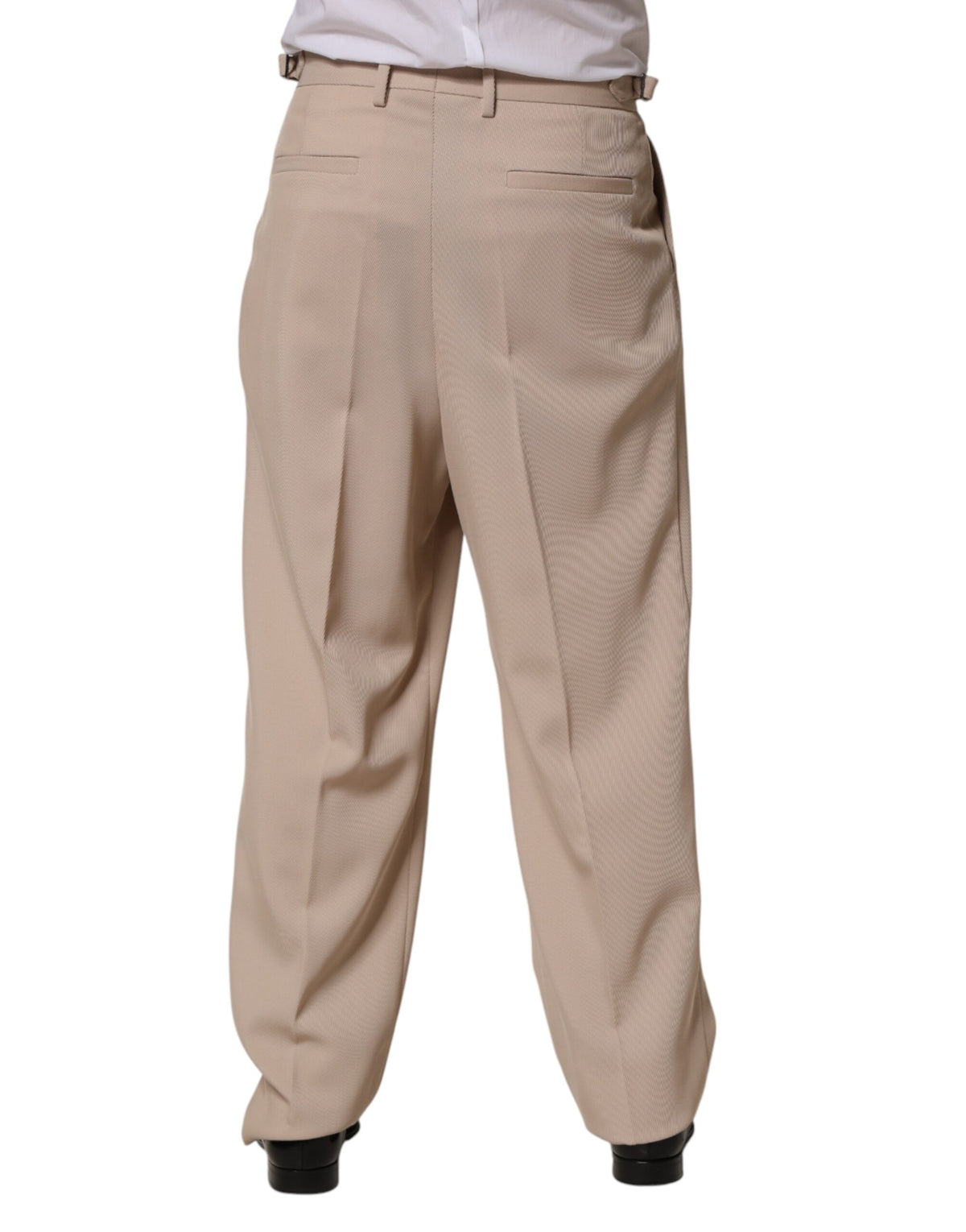 Dolce & Gabbana Beige Stretch Straight Men Dress Trouser Men's Pants (Pre-Owned)