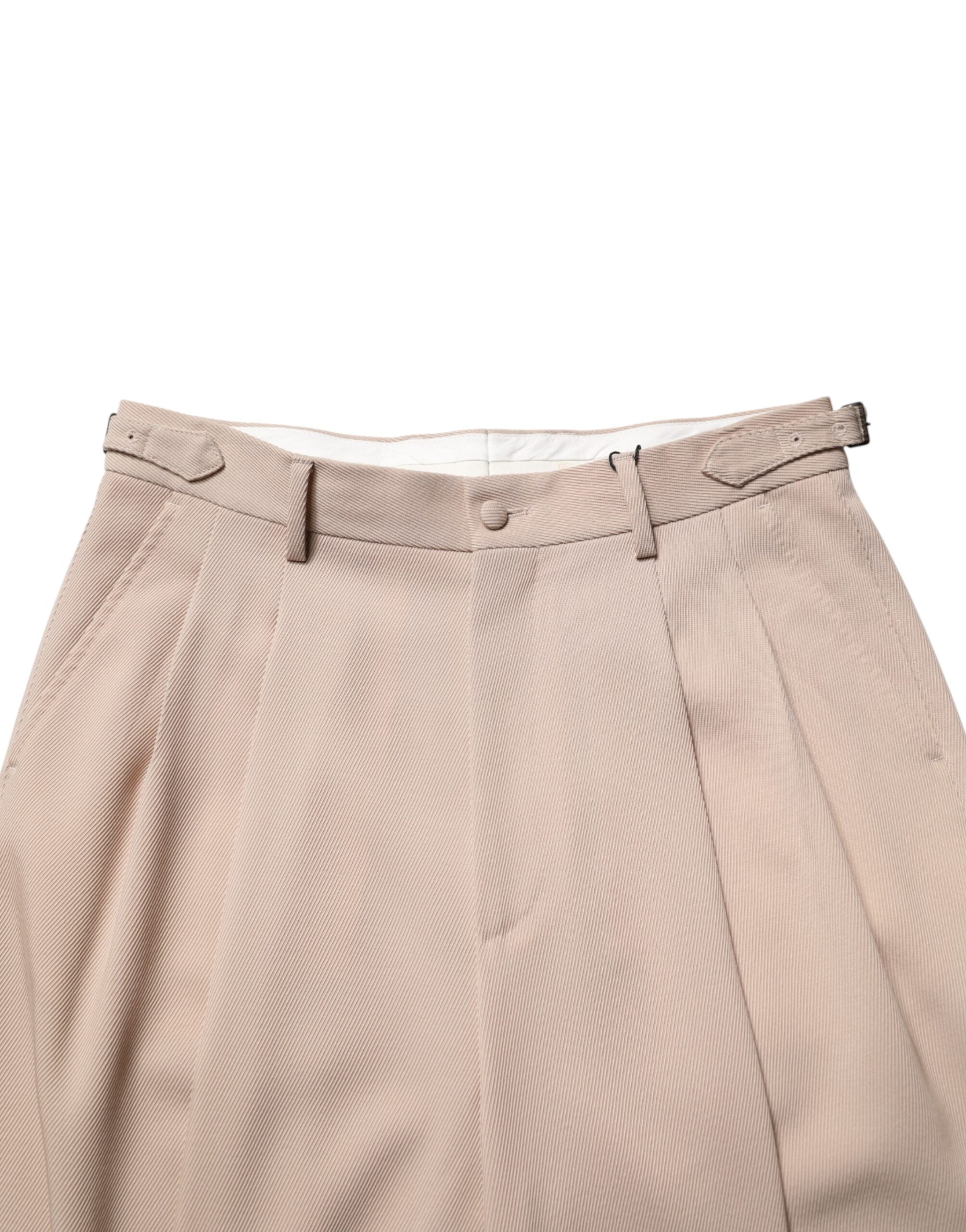 Dolce & Gabbana Beige Stretch Straight Men Dress Trouser Men's Pants (Pre-Owned)