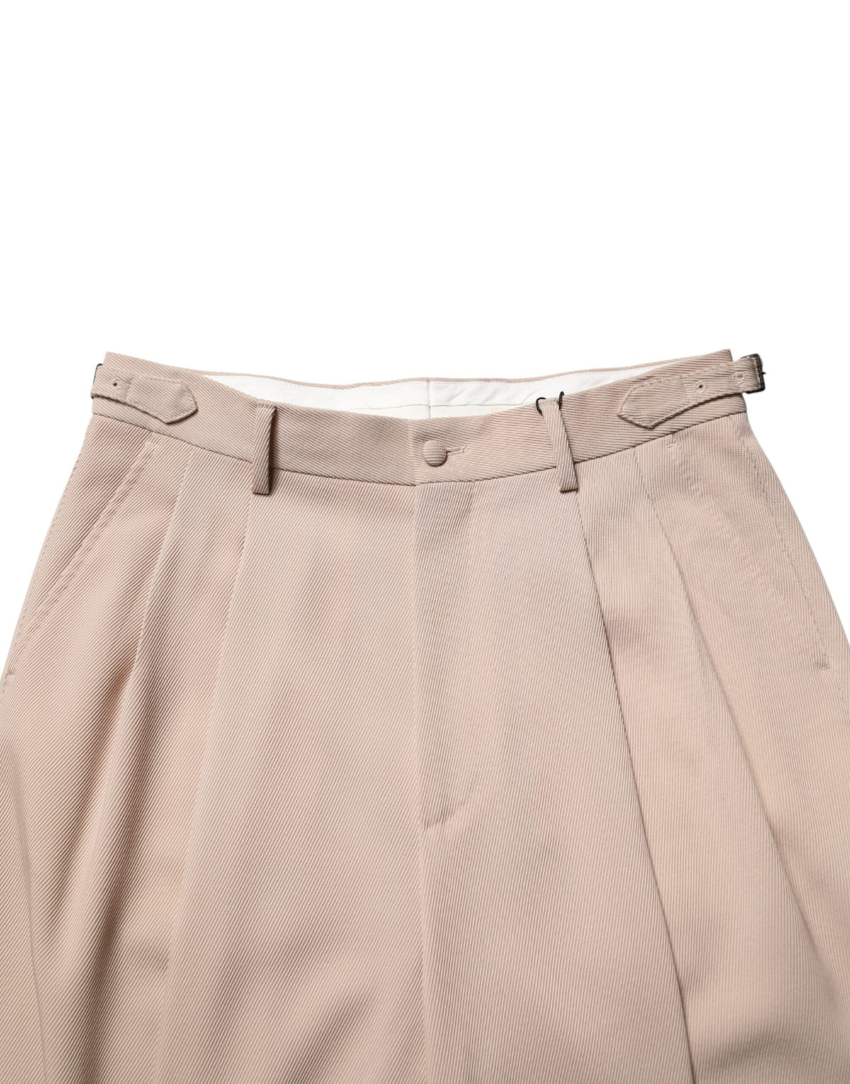 Dolce & Gabbana Beige Stretch Straight Men Dress Trouser Men's Pants (Pre-Owned)
