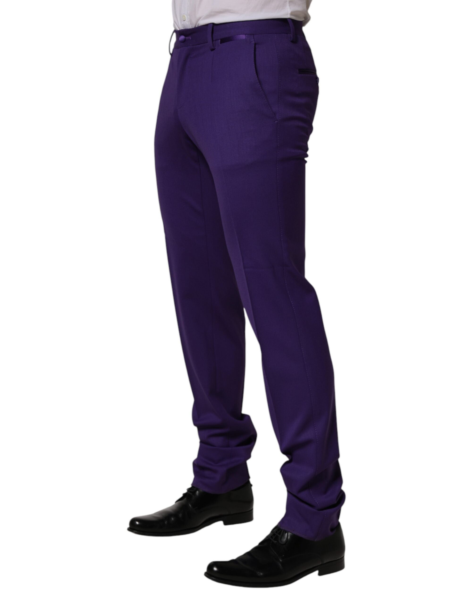 Dolce & Gabbana Purple Wool Skinny Dress Men Trouser Men's Pants
