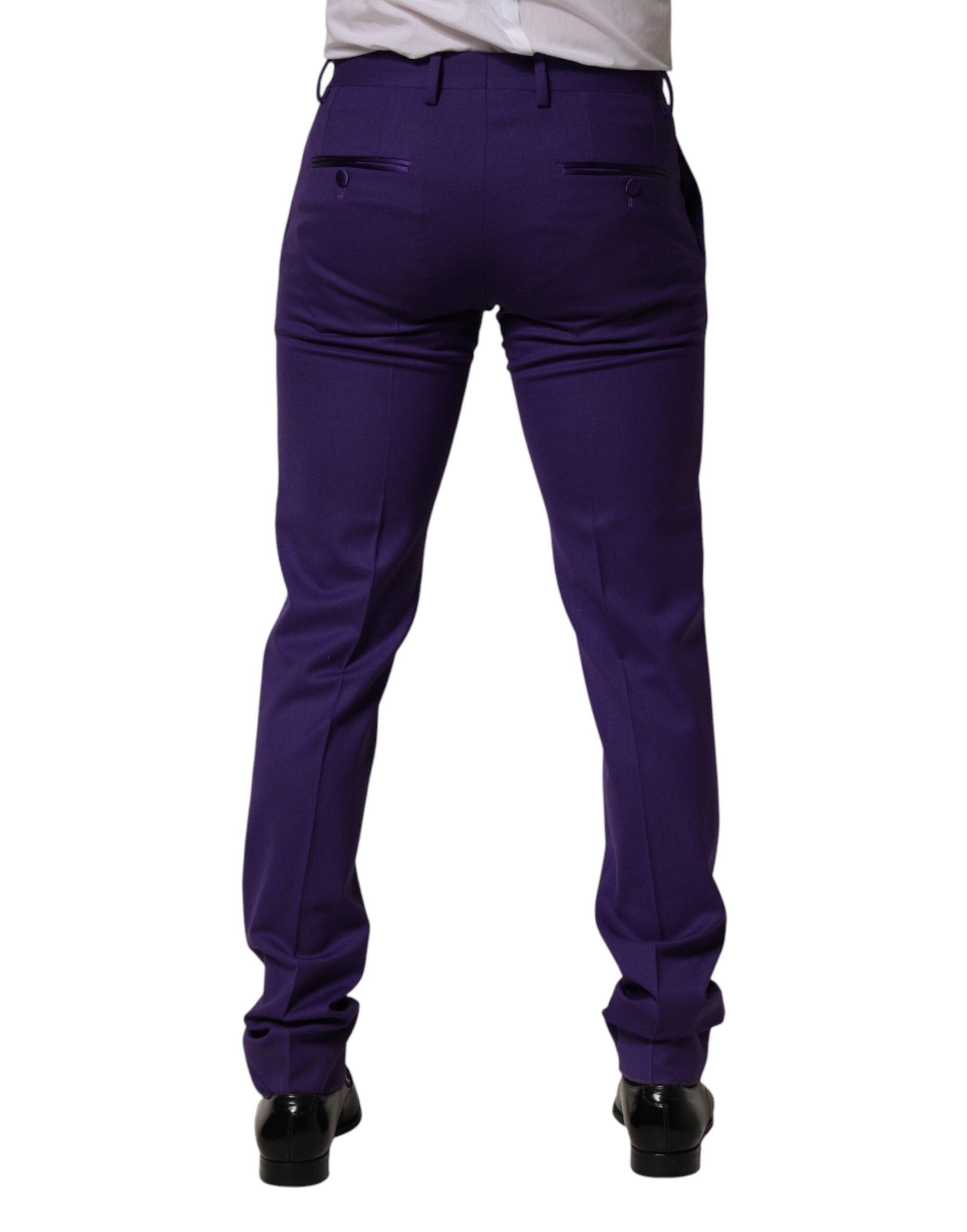 Dolce & Gabbana Purple Wool Skinny Dress Men Trouser Men's Pants