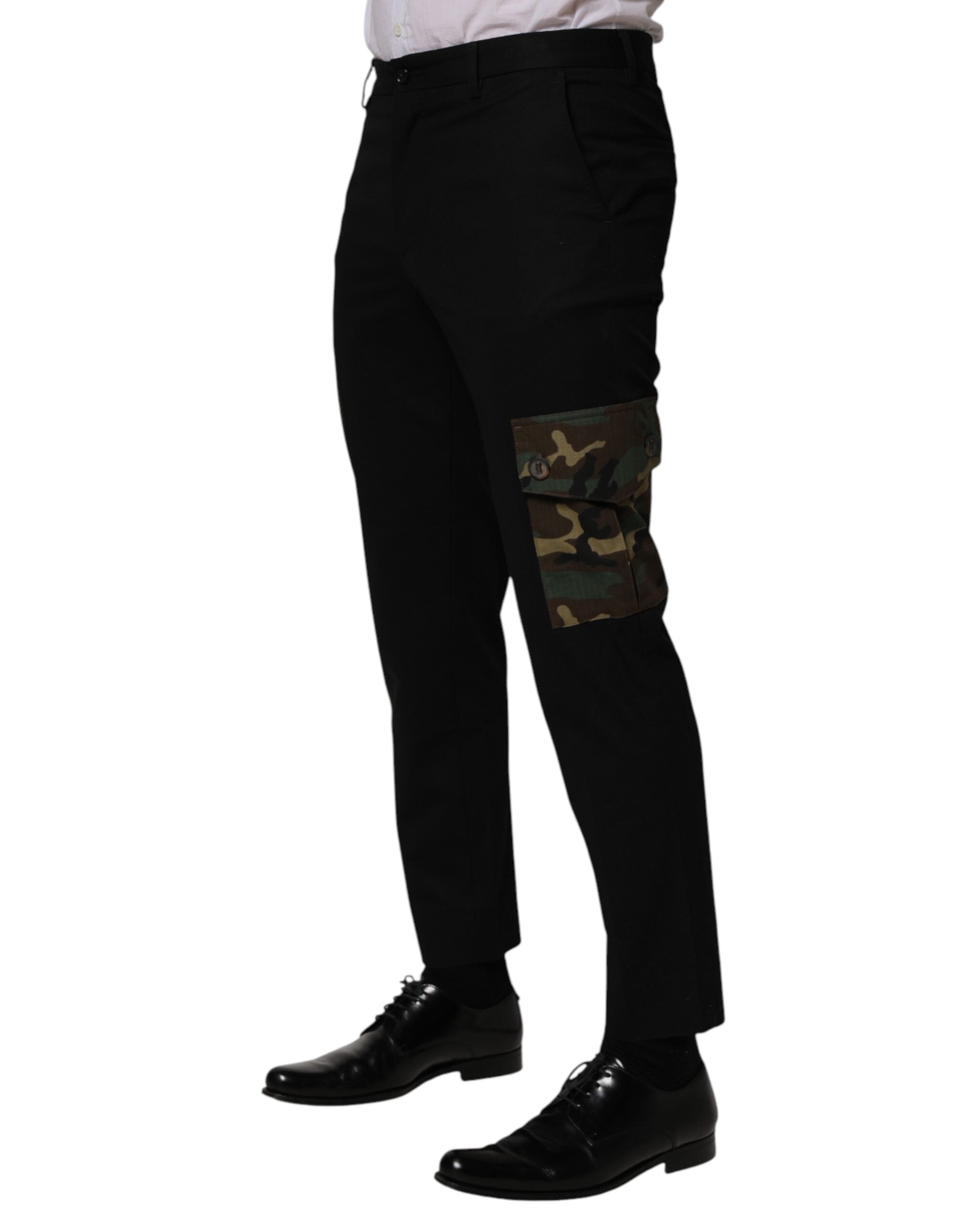 Dolce & Gabbana Black Cotton Skinny Dress Cargo Trouser Men's Pants