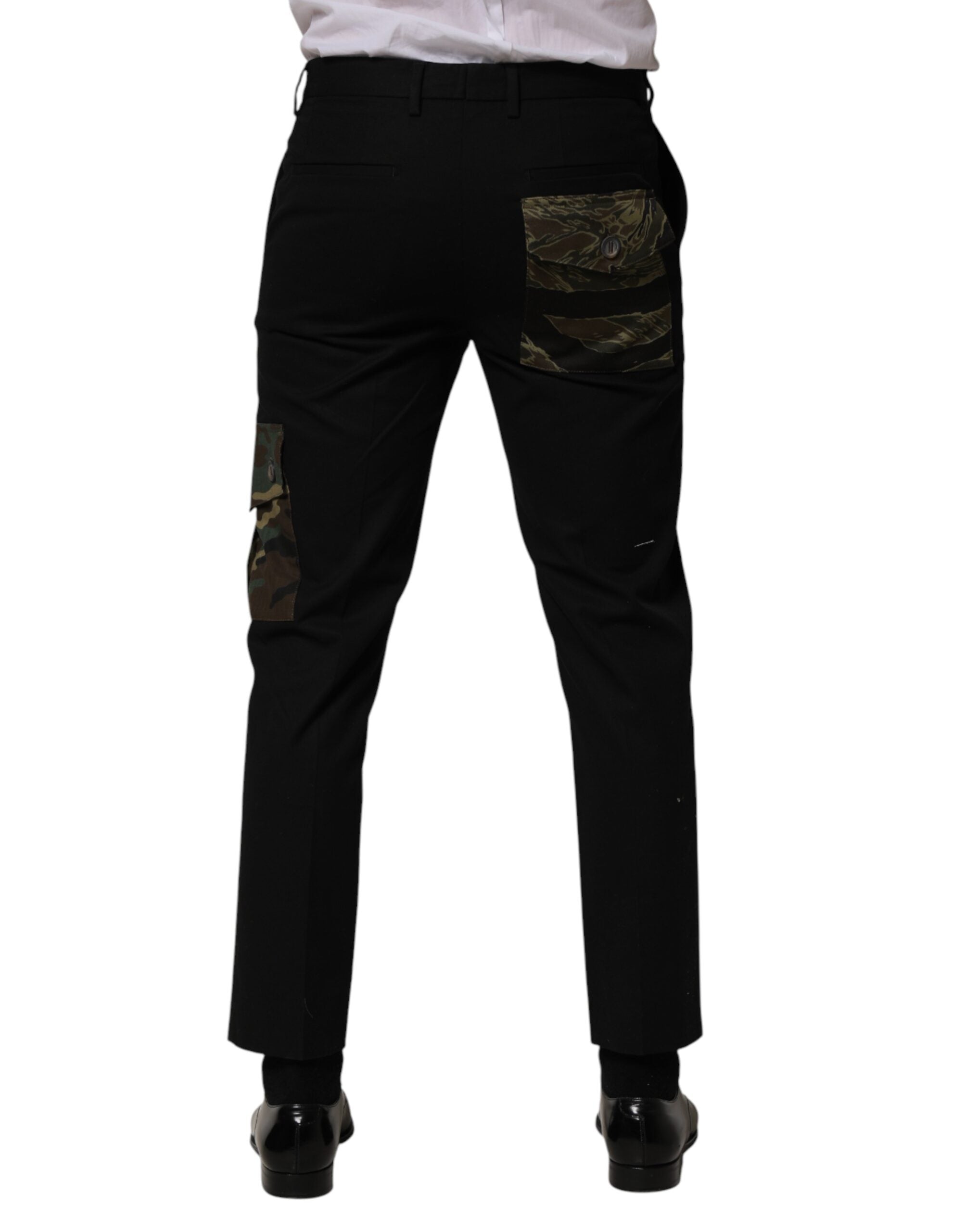 Dolce & Gabbana Black Cotton Skinny Dress Cargo Trouser Men's Pants