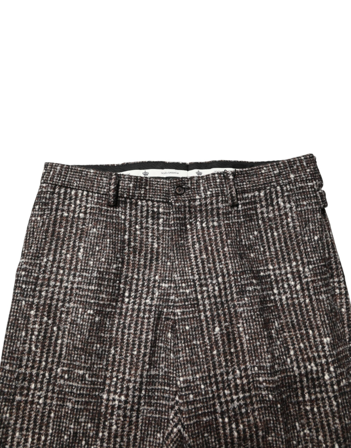 Dolce & Gabbana Brown Wool Plaid Skinny Dress Trouser Men's Pants