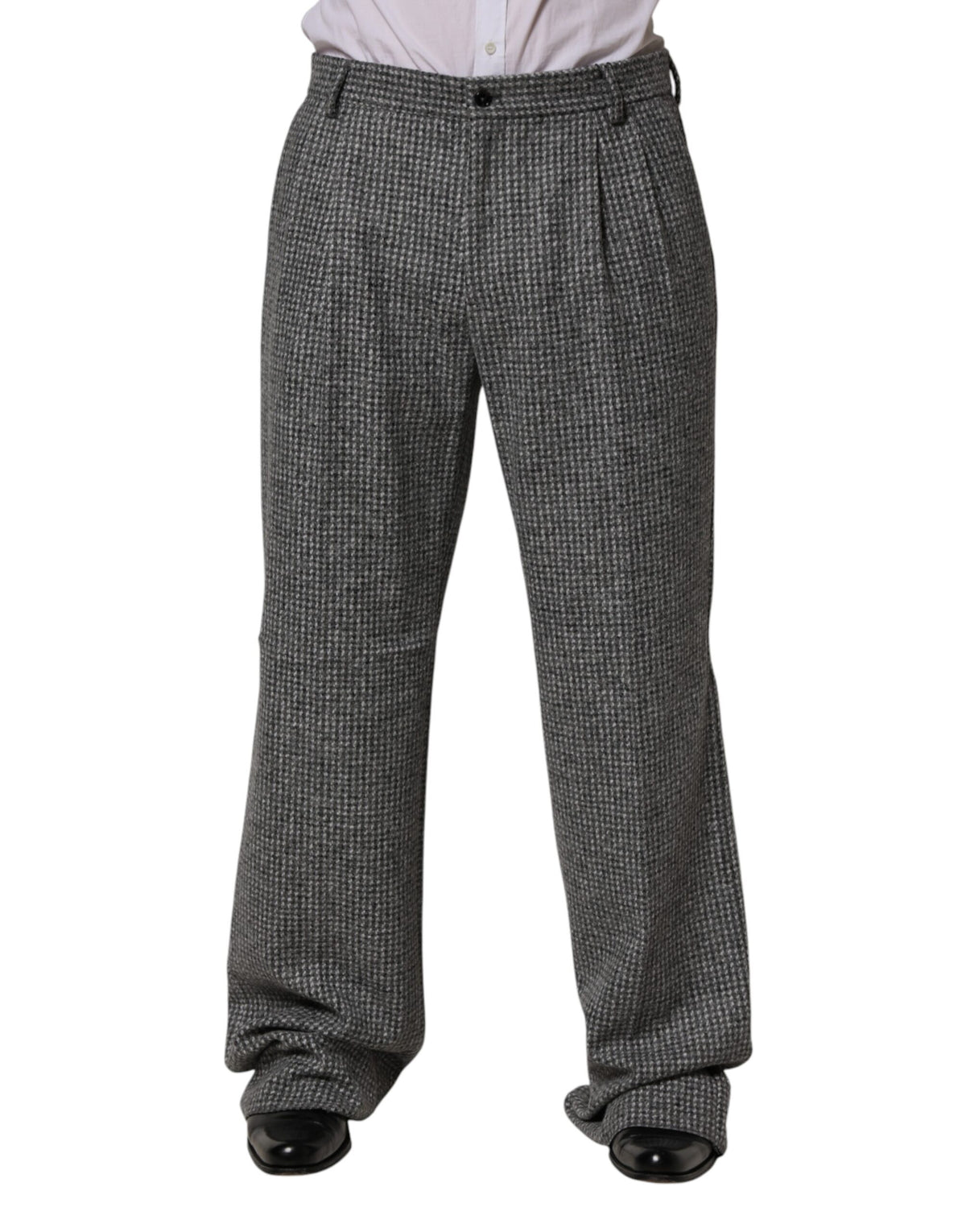 Dolce & Gabbana Gray Houndstooth Straight Dress Trouser Men's Pants