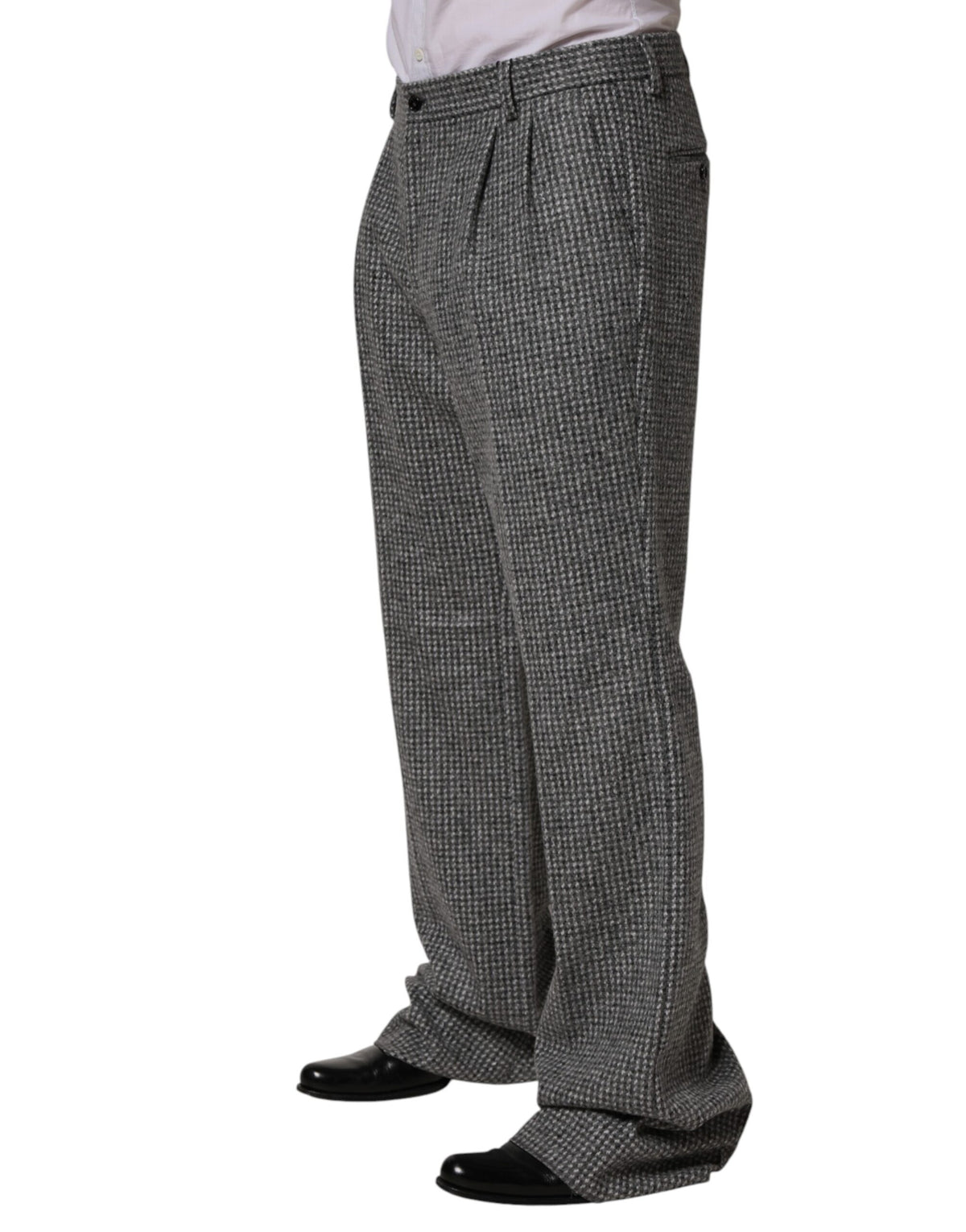 Dolce & Gabbana Gray Houndstooth Straight Dress Trouser Men's Pants