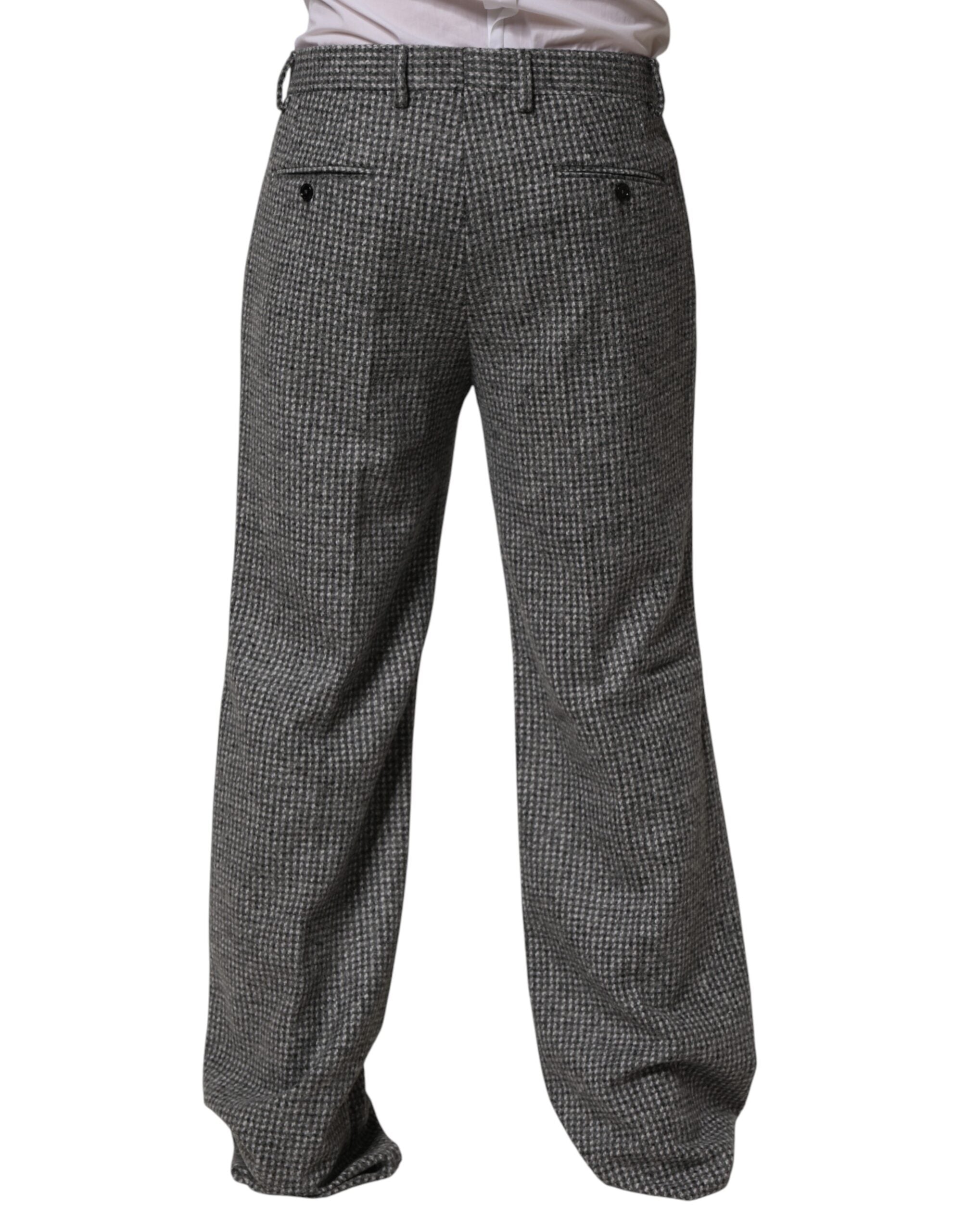 Dolce & Gabbana Gray Houndstooth Straight Dress Trouser Men's Pants