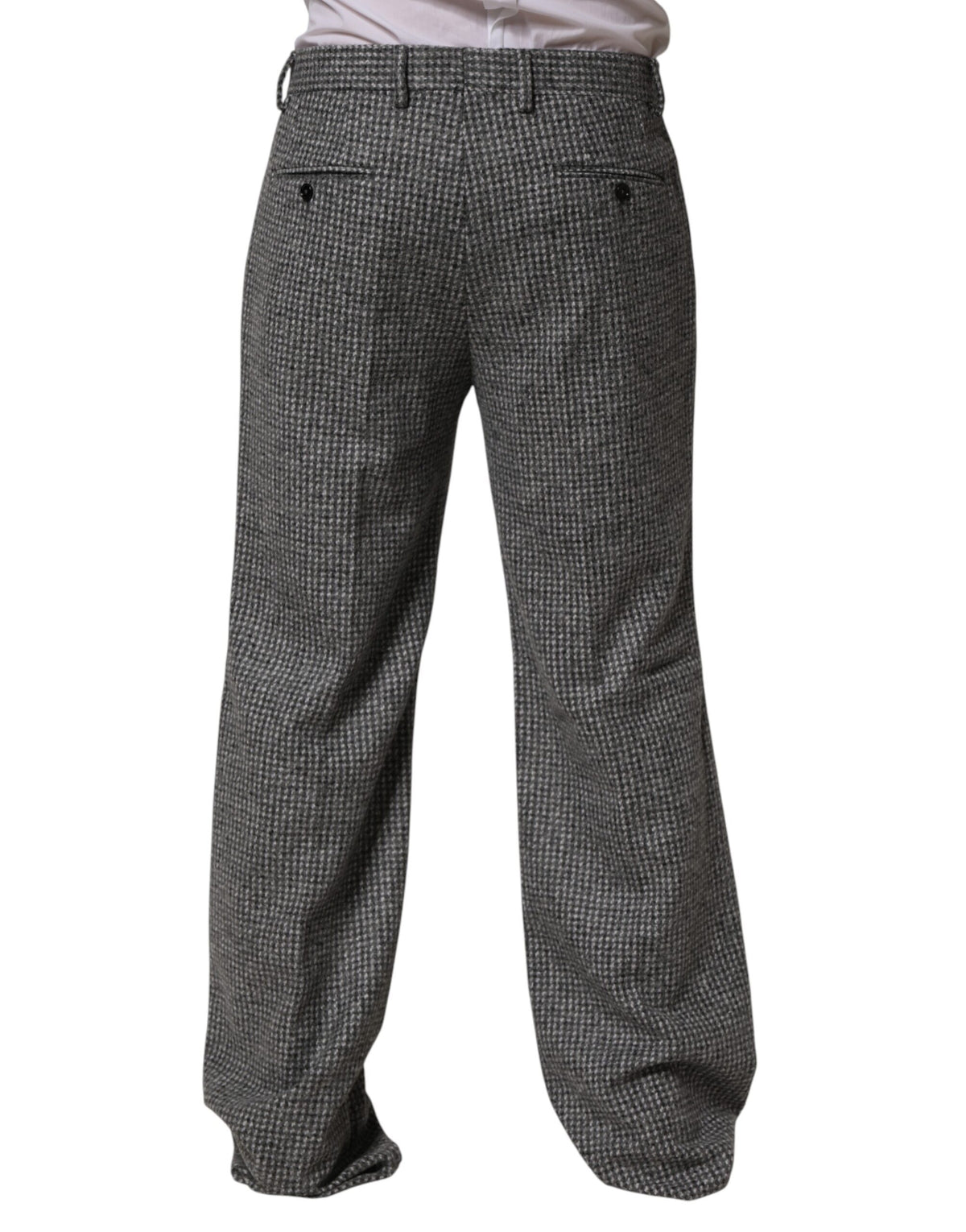 Dolce & Gabbana Gray Houndstooth Straight Dress Trouser Men's Pants