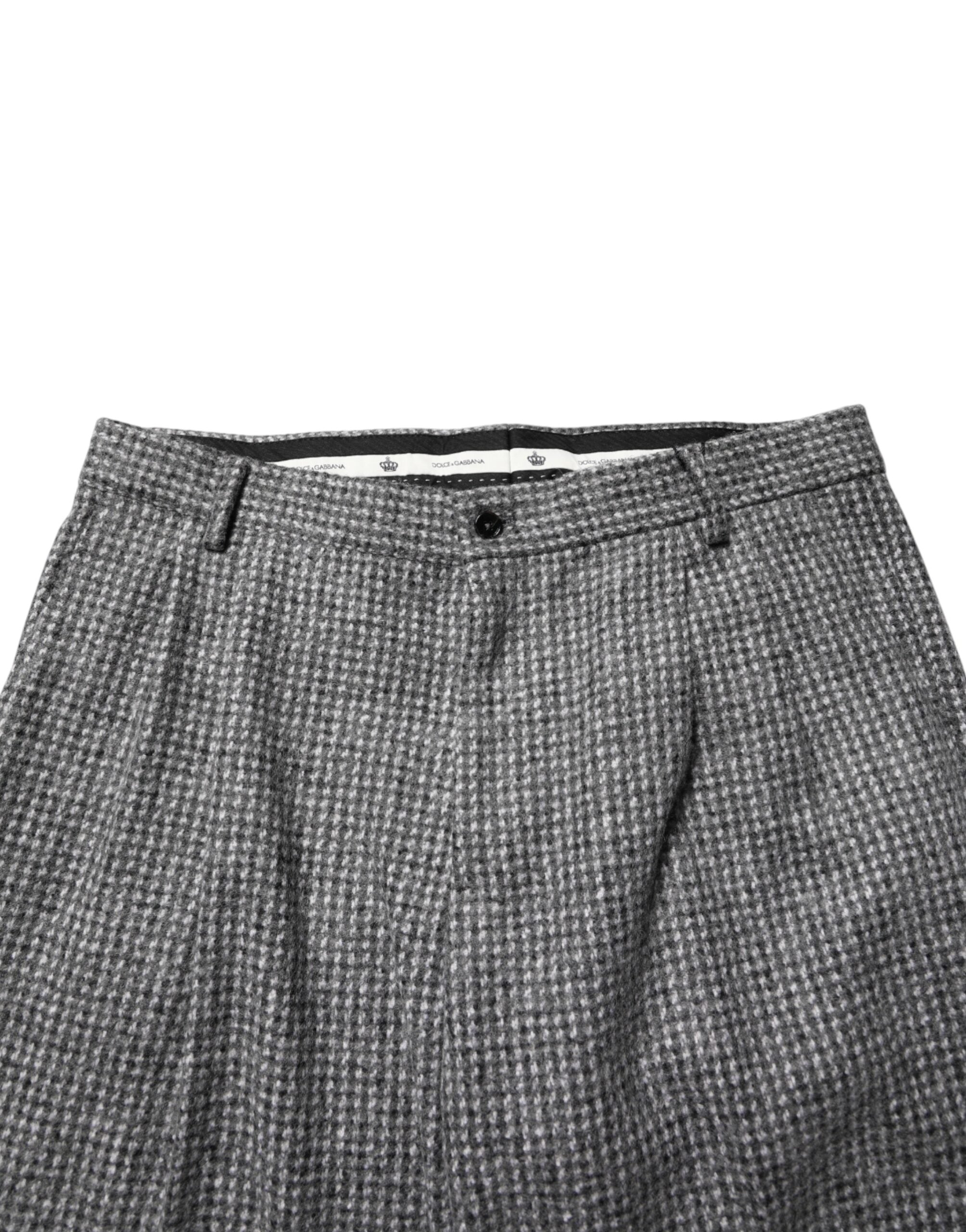 Dolce & Gabbana Gray Houndstooth Straight Dress Trouser Men's Pants