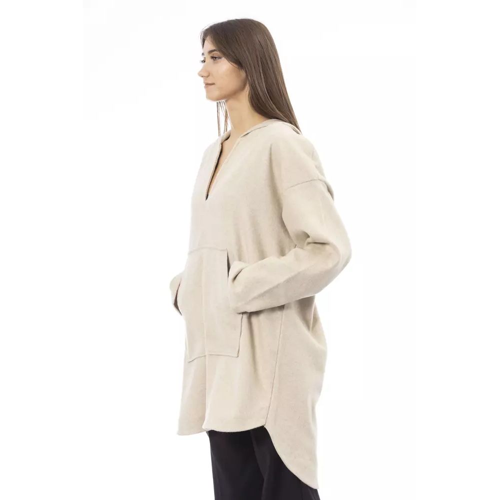 Alpha Studio Beige Wool Women's Hoodie