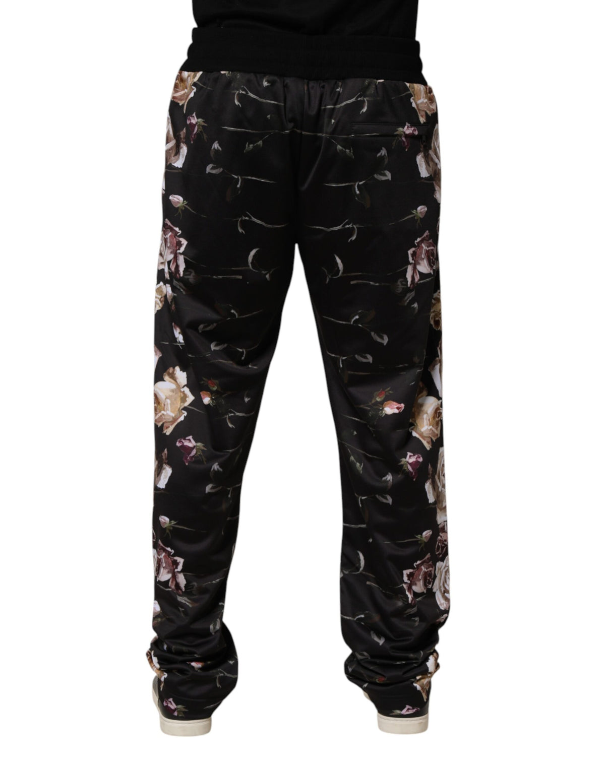 Dolce & Gabbana Black Floral Straight-Leg Chino Trouser Men's Pants