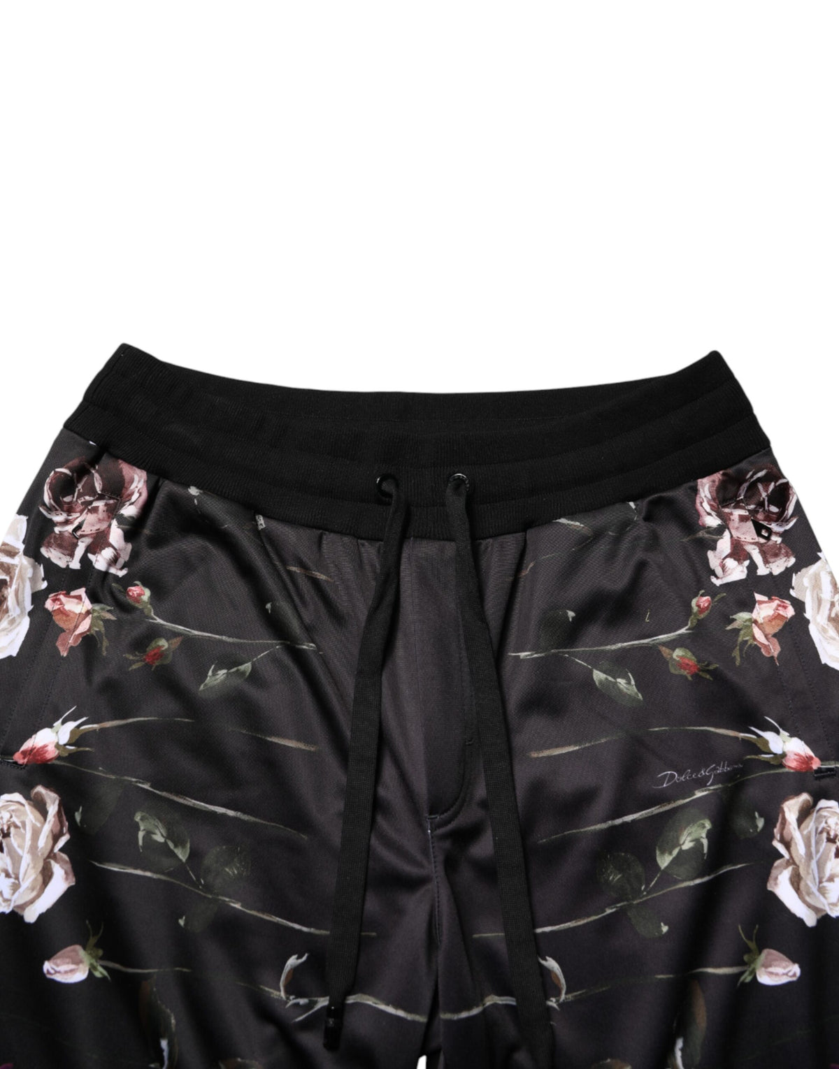 Dolce & Gabbana Black Floral Straight-Leg Chino Trouser Men's Pants