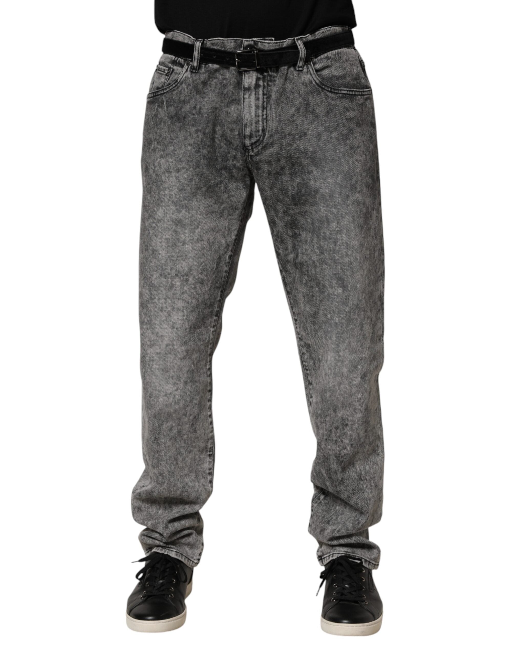 Dolce & Gabbana Gray Cotton Straight Leg Denim Trouser Men's Jeans