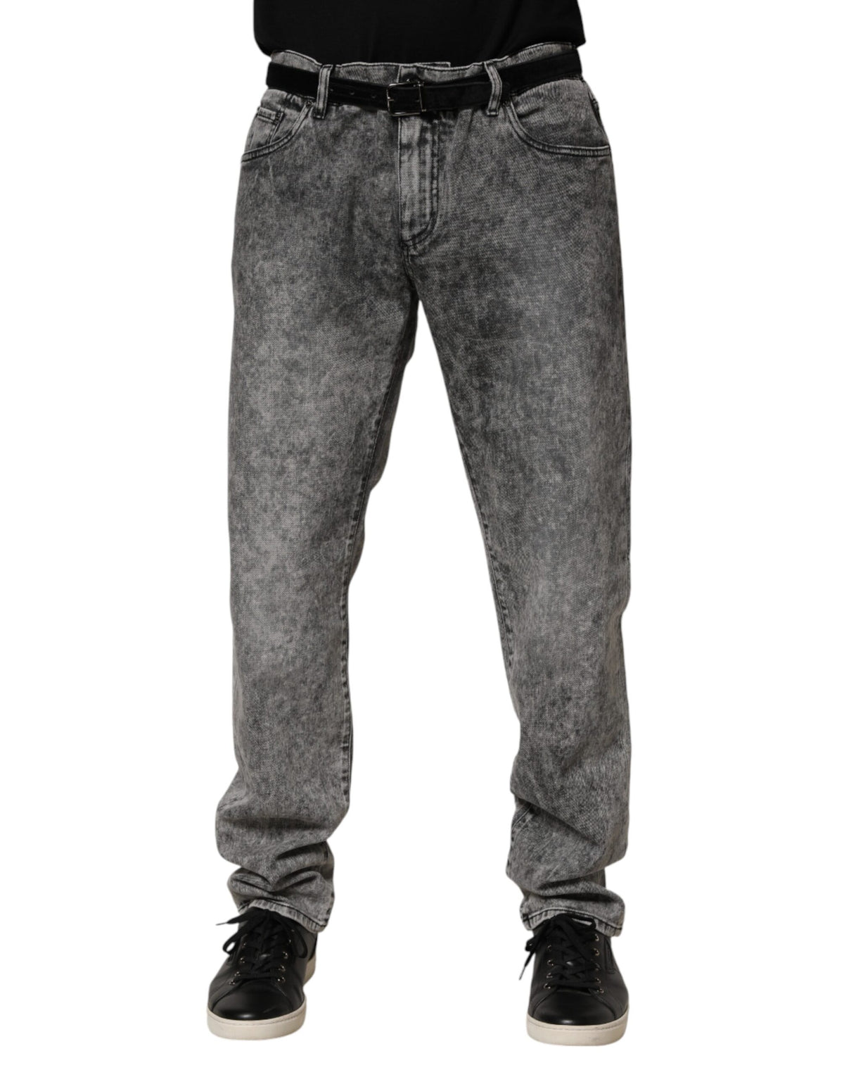 Dolce & Gabbana Gray Cotton Straight Leg Denim Trouser Men's Jeans