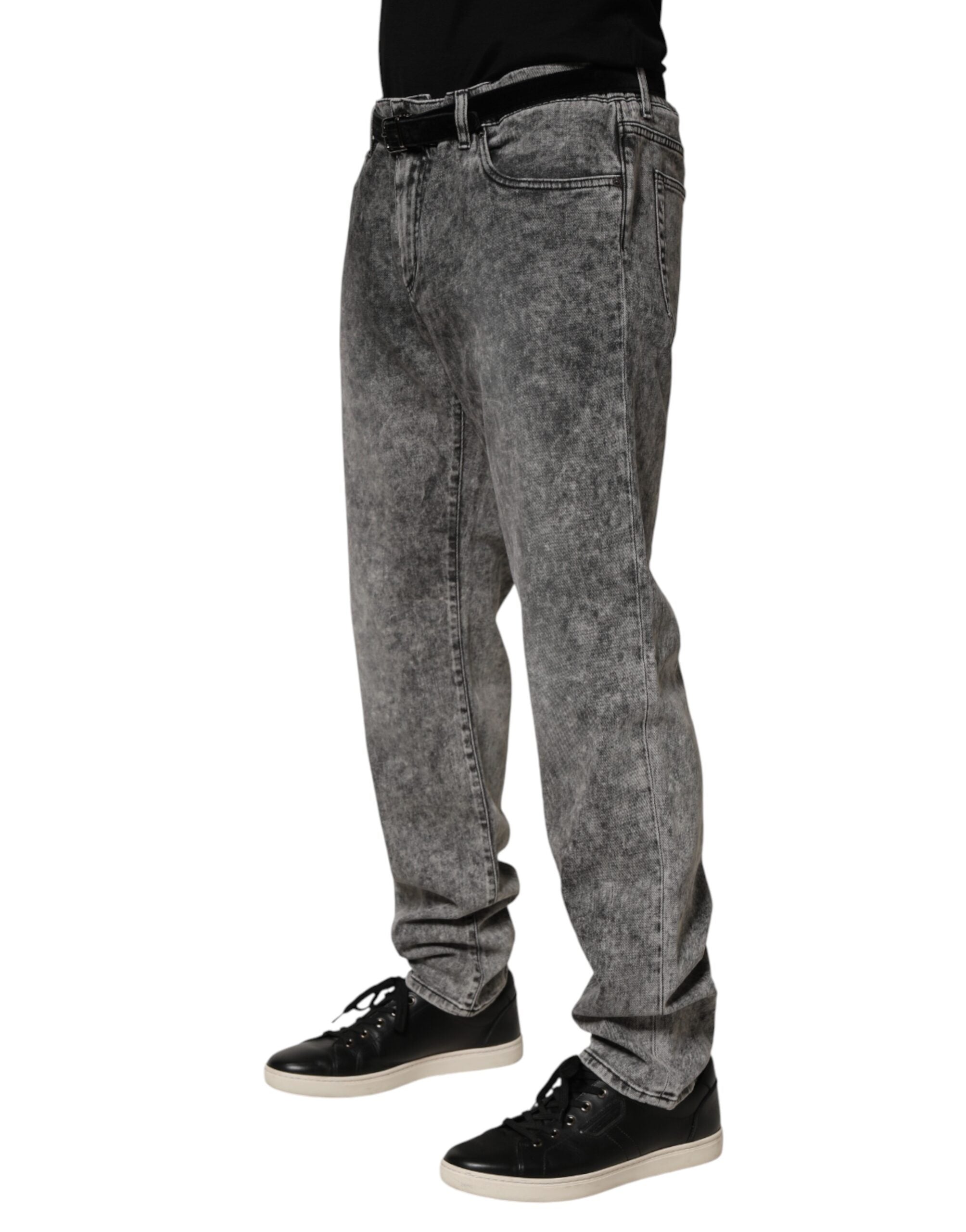 Dolce & Gabbana Gray Cotton Straight Leg Denim Trouser Men's Jeans