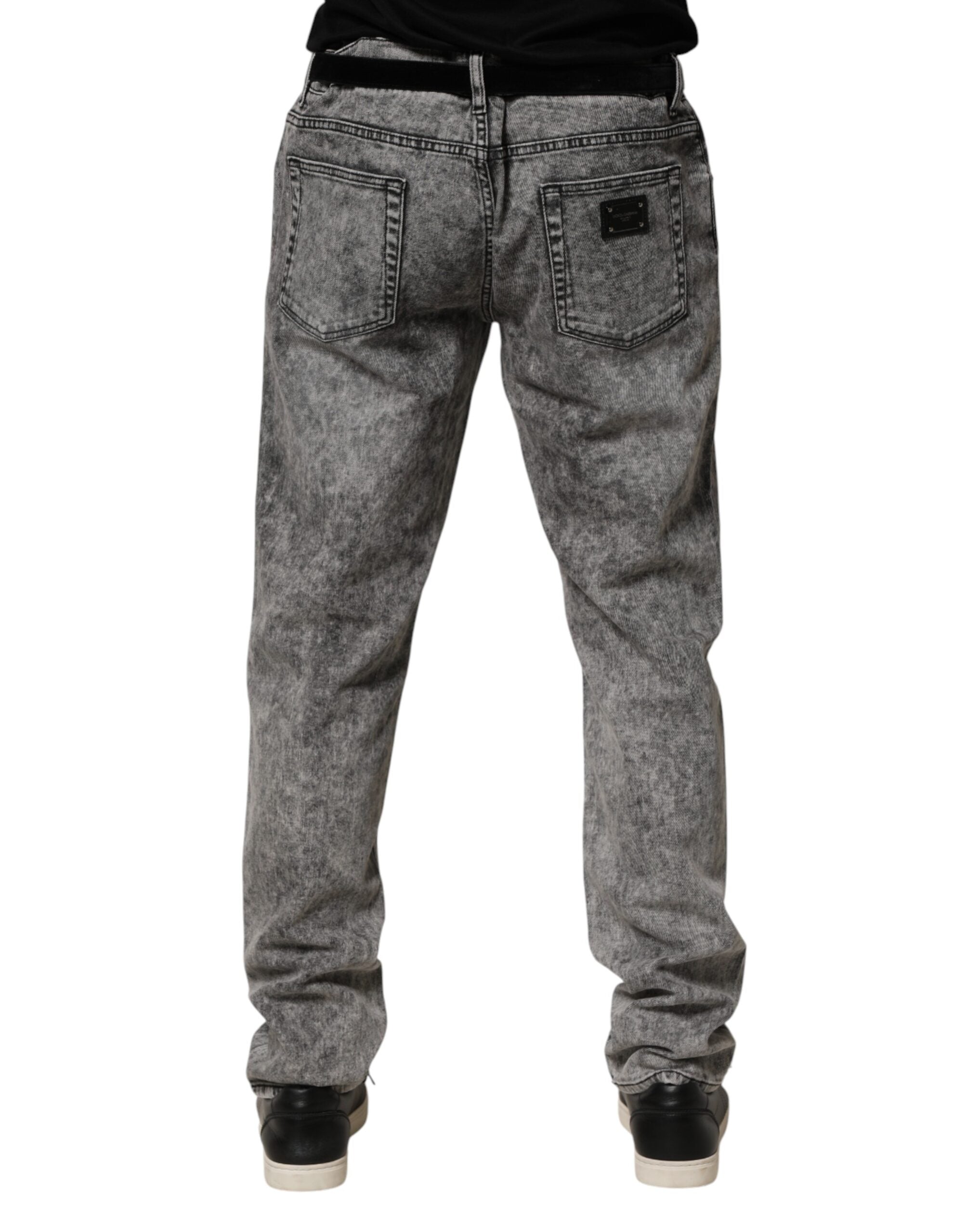 Dolce & Gabbana Gray Cotton Straight Leg Denim Trouser Men's Jeans