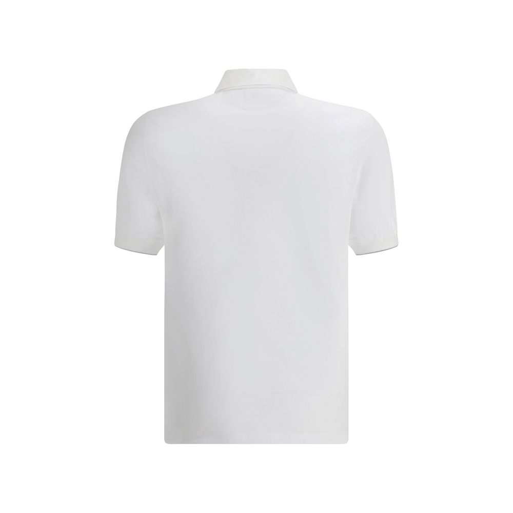 Brunello Cucinelli White Cotton Polo Men's Shirt