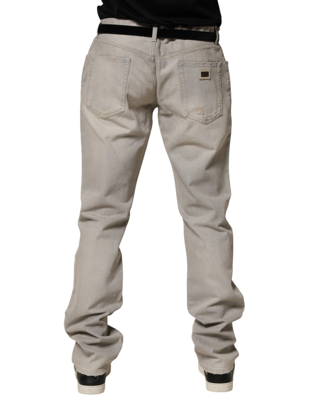 Dolce & Gabbana Light Gray Cotton Straight Denim Trouser Men's Jeans