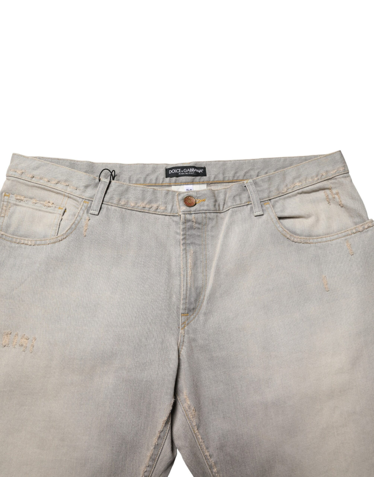 Dolce & Gabbana Light Gray Cotton Straight Denim Trouser Men's Jeans