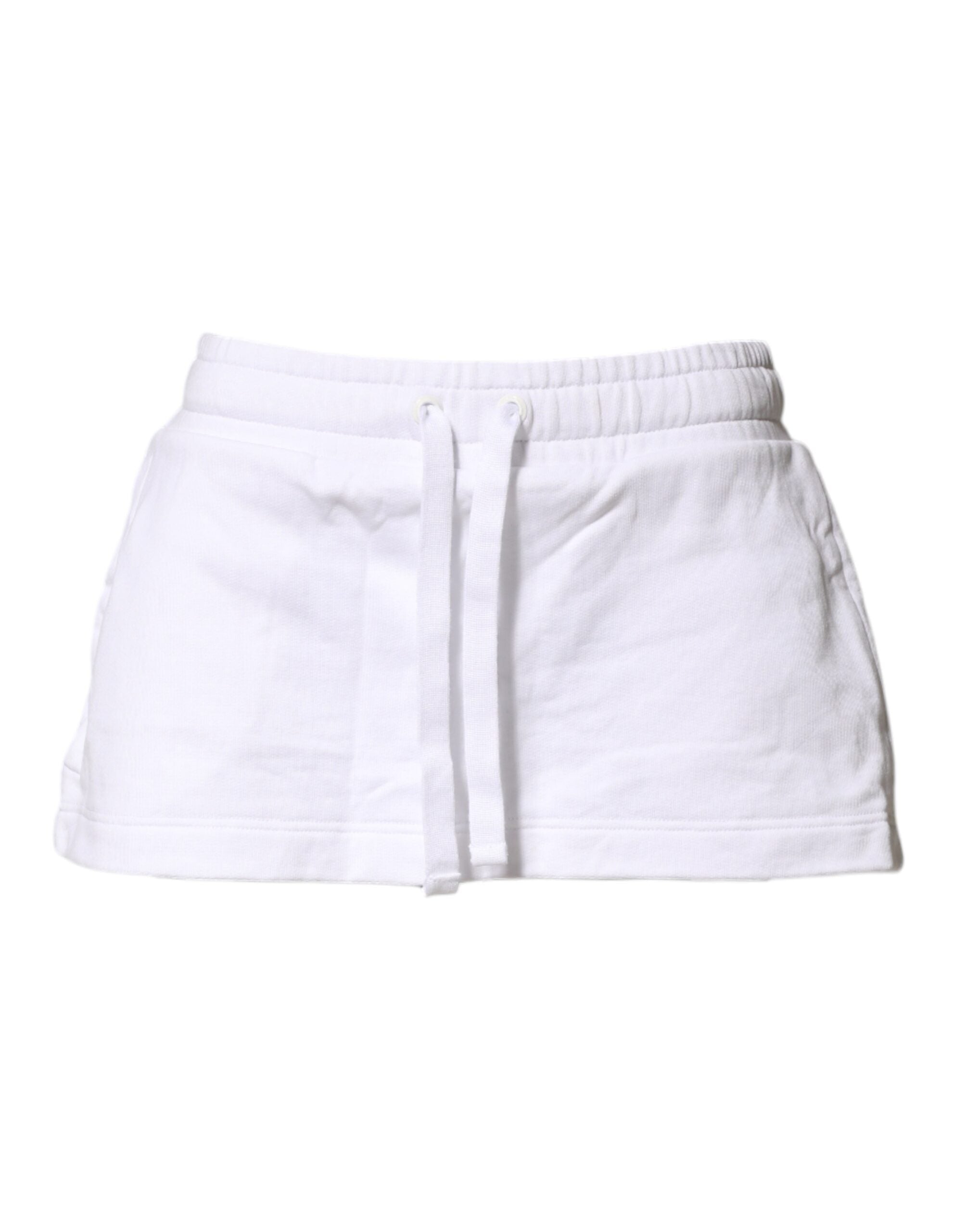 Dolce & Gabbana White Cotton Blend Mid Waist A-line Mini Women's Skirt