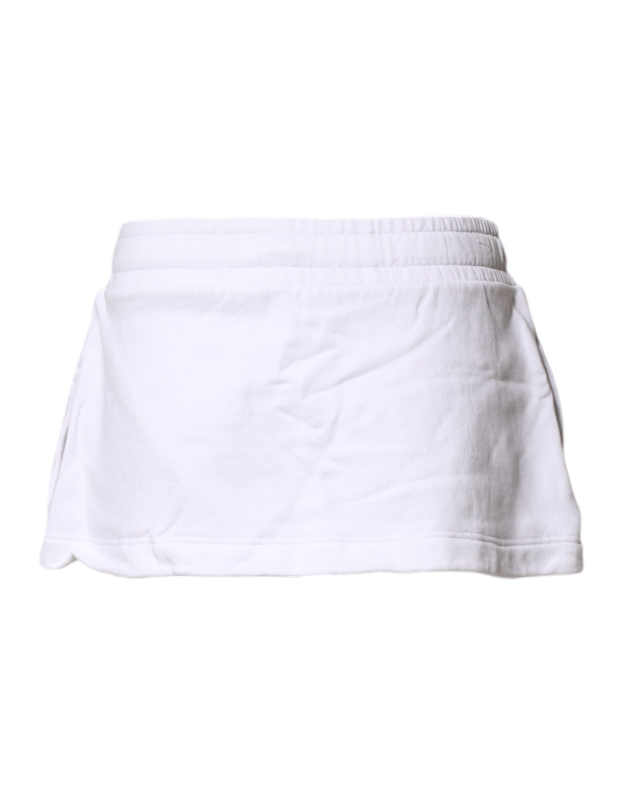 Dolce & Gabbana White Cotton Blend Mid Waist A-line Mini Women's Skirt