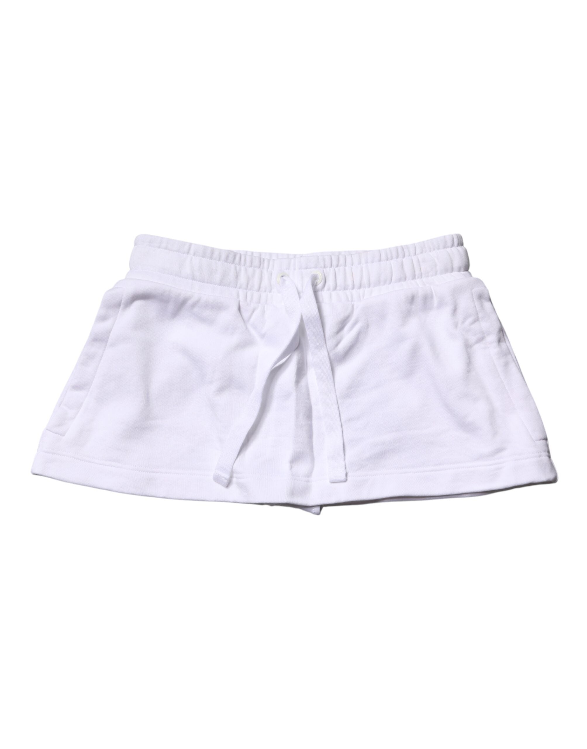 Dolce & Gabbana White Cotton Blend Mid Waist A-line Mini Women's Skirt
