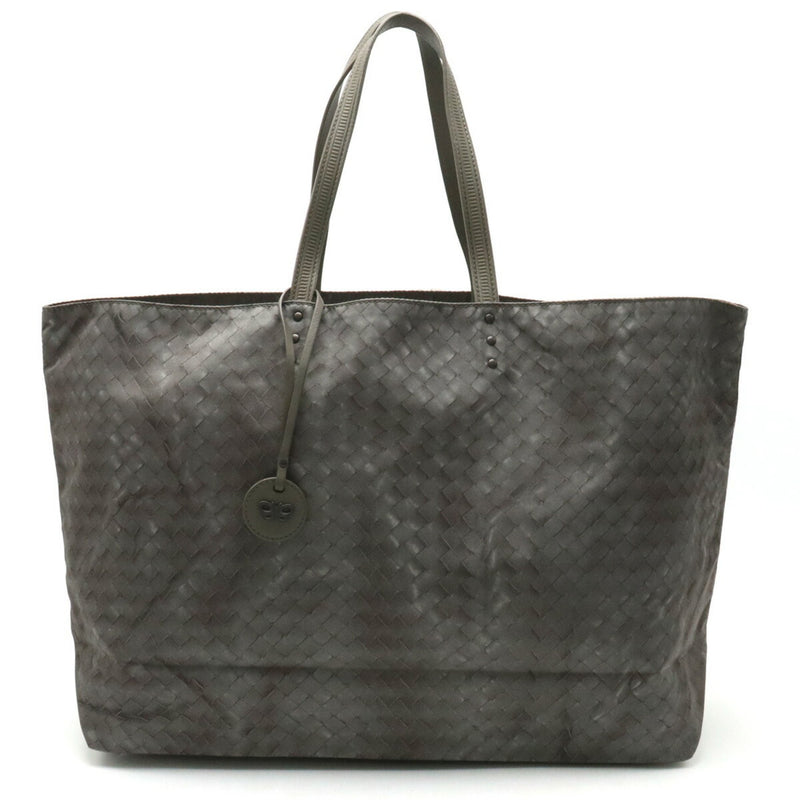 Bottega Veneta Intrecciolusion Grey Synthetic Tote Bag (Pre-Owned)
