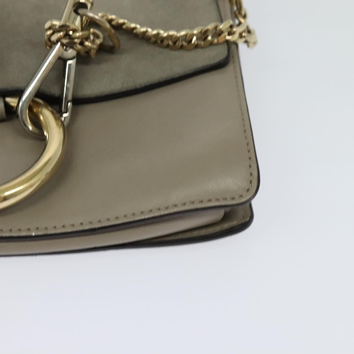 Chloe Faye Leather And Suede Beige Leather Shoulder Bag Bag (Pre-Owned)