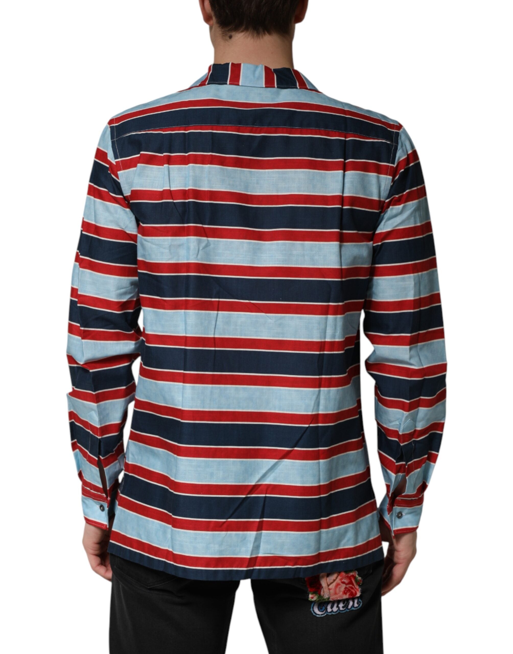 Dolce & Gabbana Multicolor Stripes Cotton Men Button Down Men's Shirt