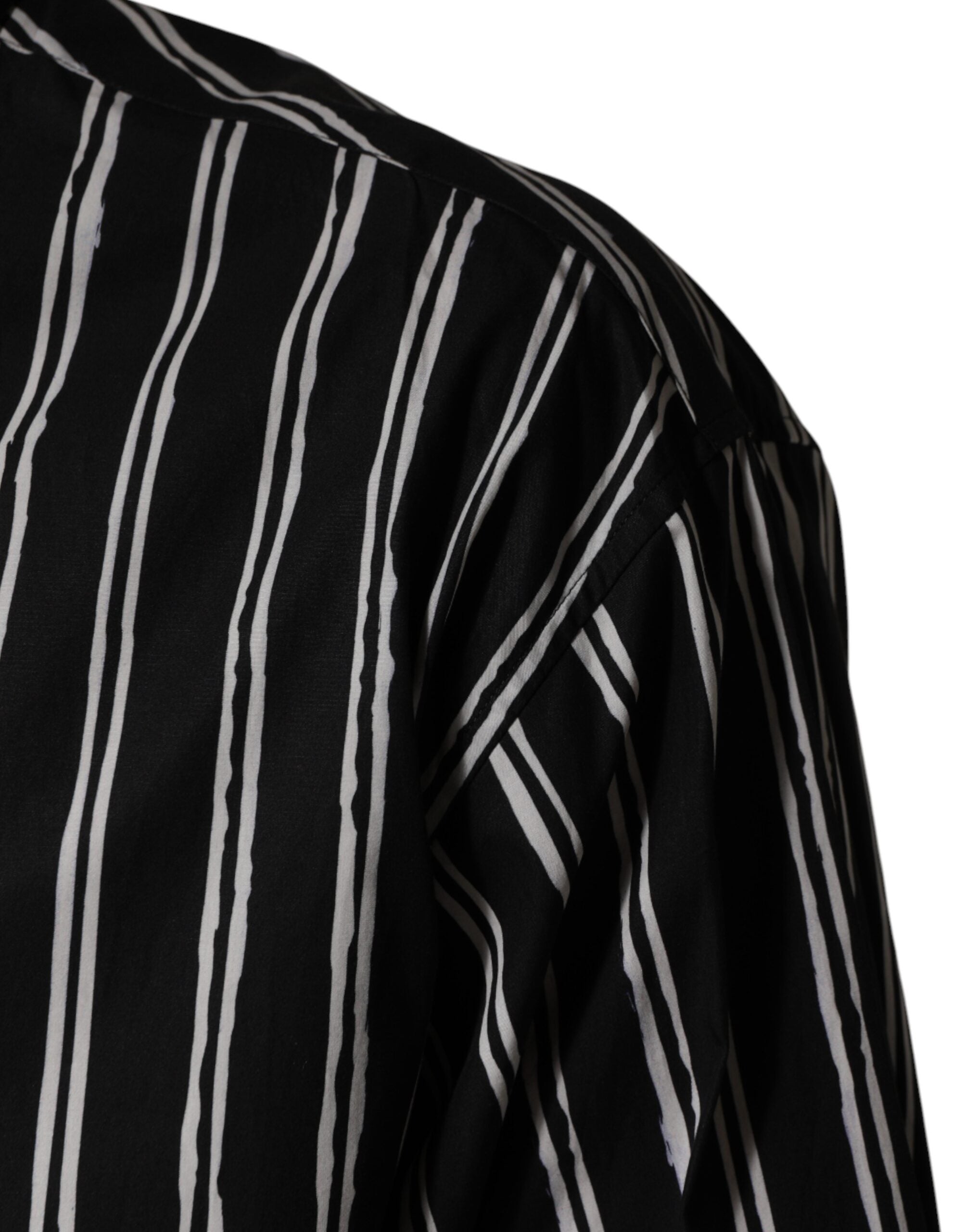 Dolce & Gabbana Black Stripes Cotton Men Formal Dress Men's Shirt