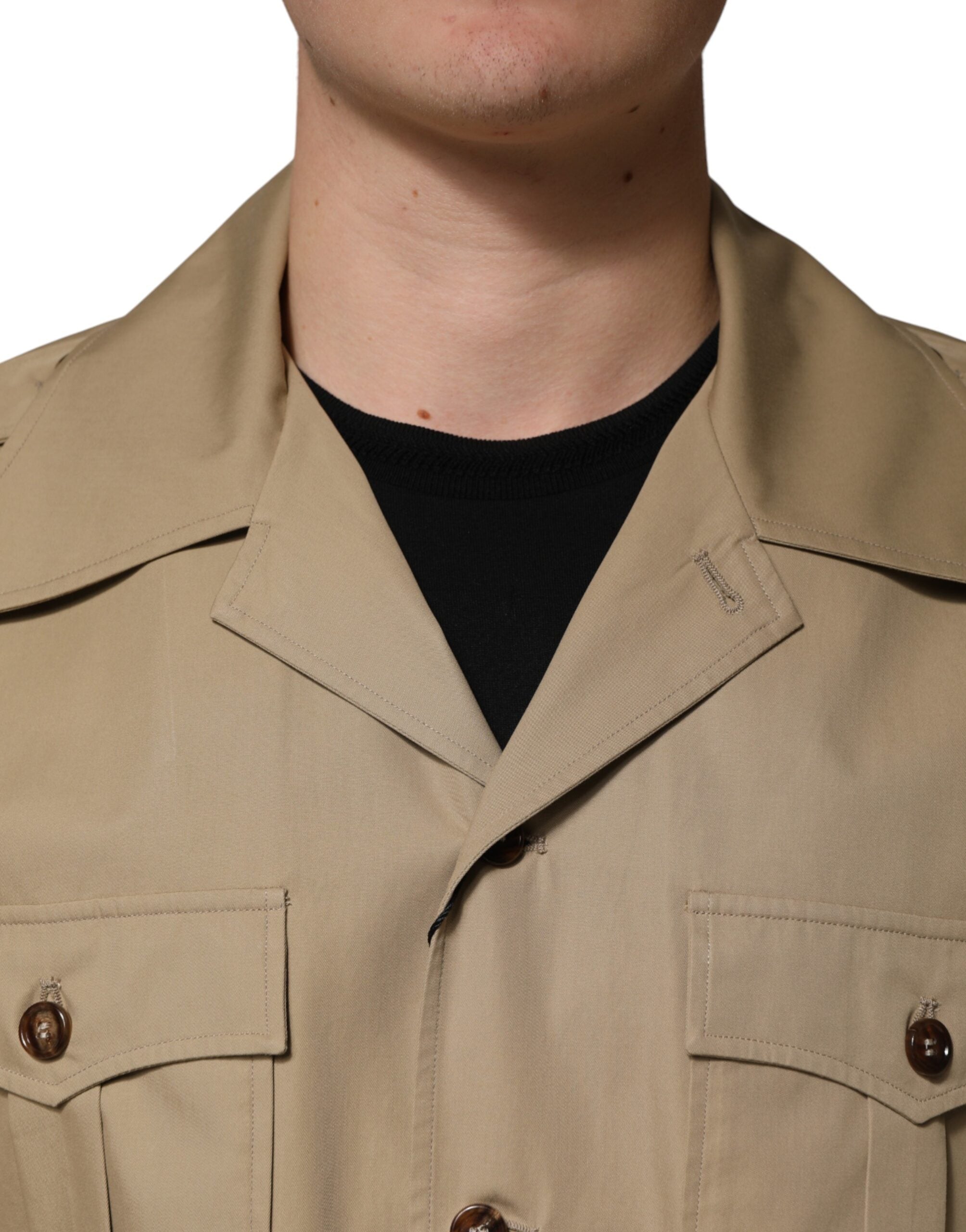 Dolce & Gabbana Brown Pin Up Short Sleeves Men Casual Men's Shirt