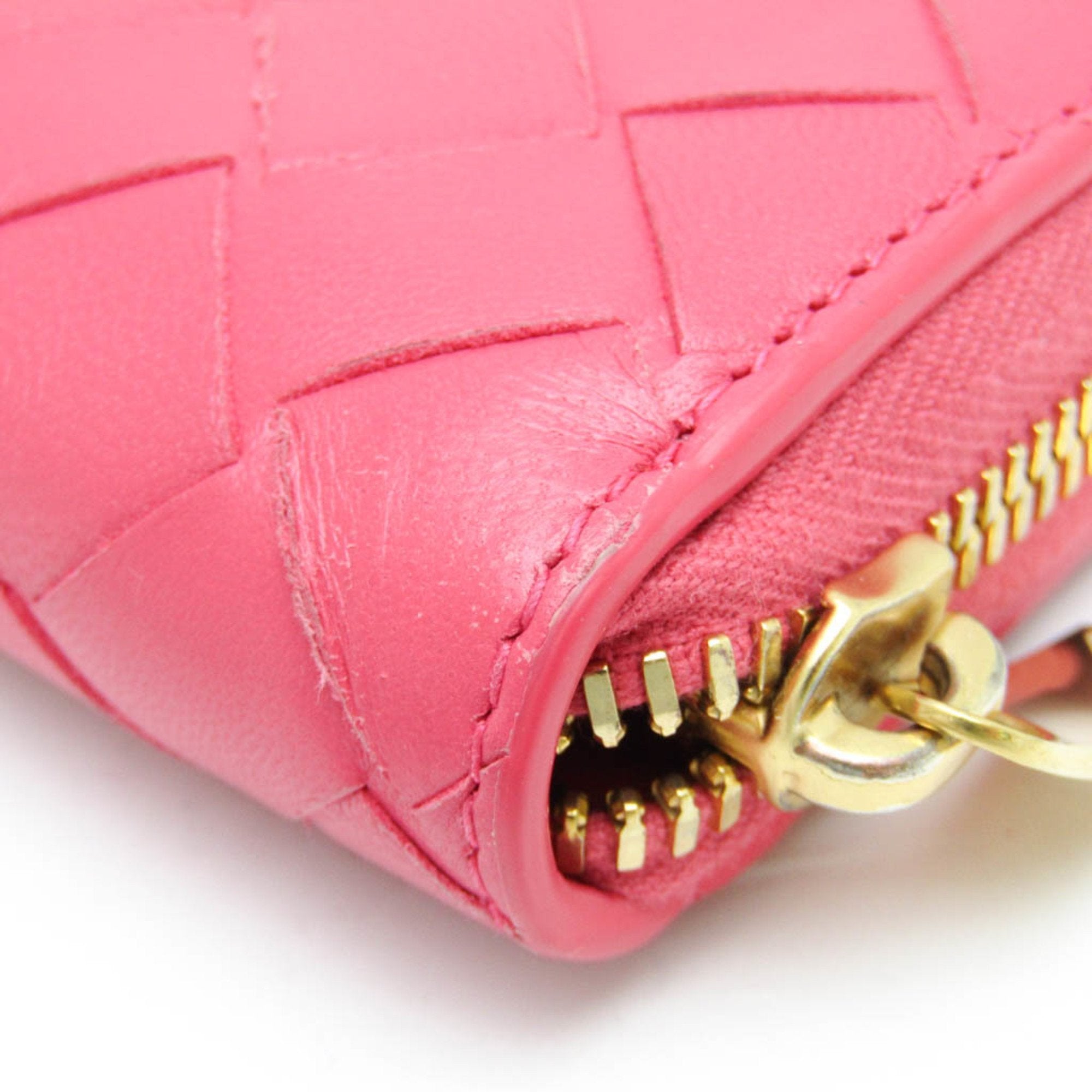Bottega Veneta Intrecciato Pink Leather Wallet (Pre-Owned)