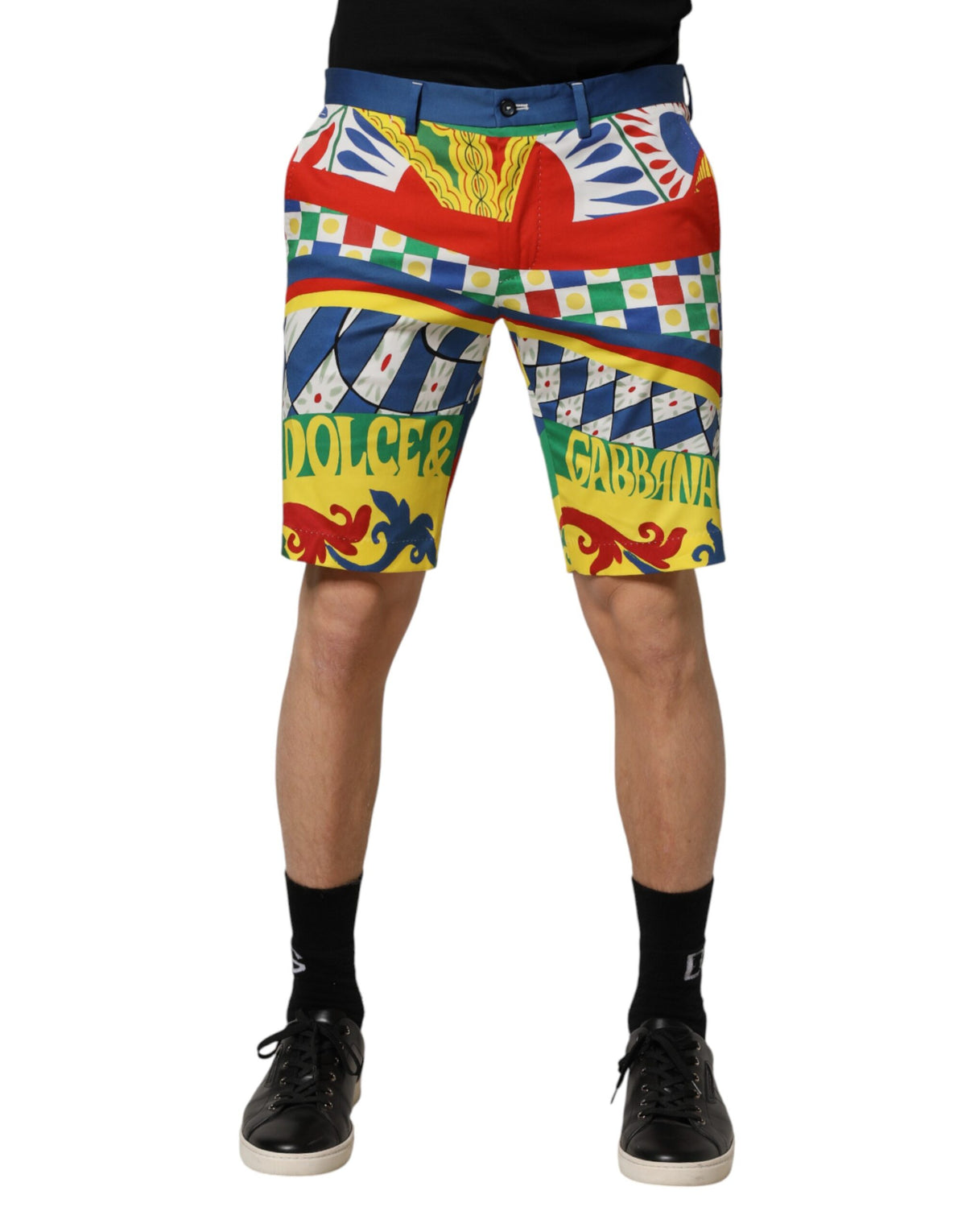 Dolce & Gabbana Multicolor Carretto Print Men Bermuda Men's Shorts (Pre-Owned)