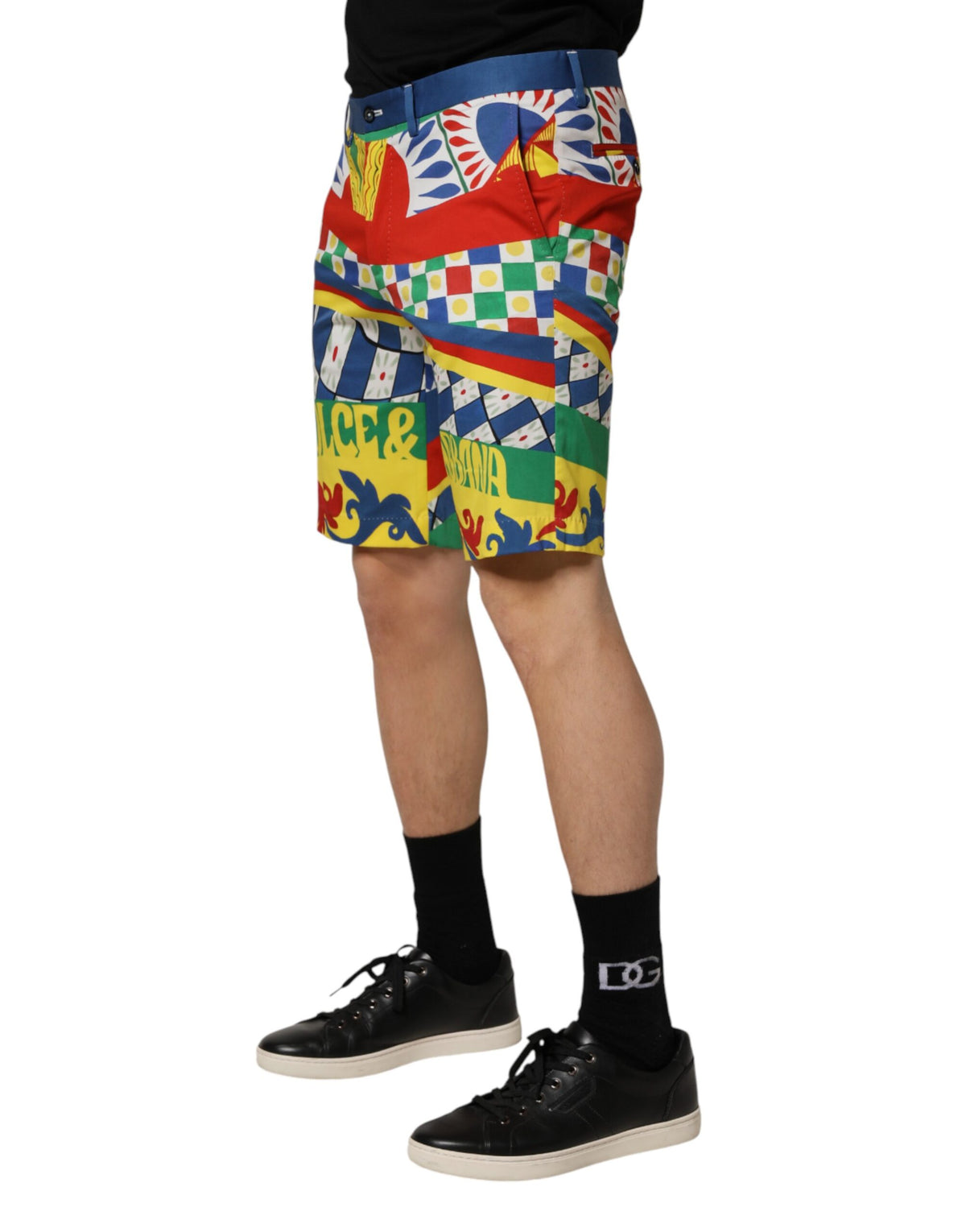 Dolce & Gabbana Multicolor Carretto Print Men Bermuda Men's Shorts (Pre-Owned)