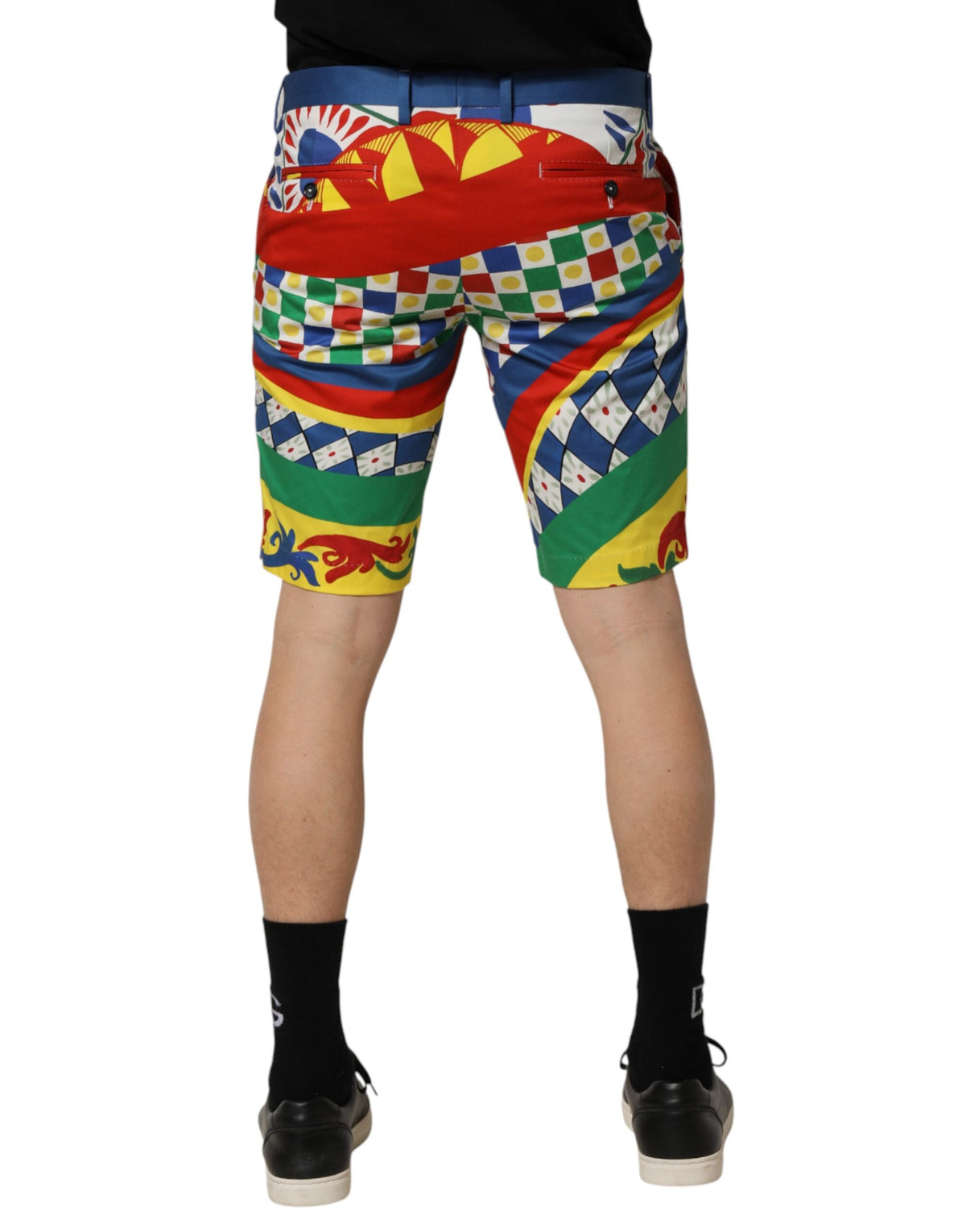 Dolce & Gabbana Multicolor Carretto Print Men Bermuda Men's Shorts (Pre-Owned)